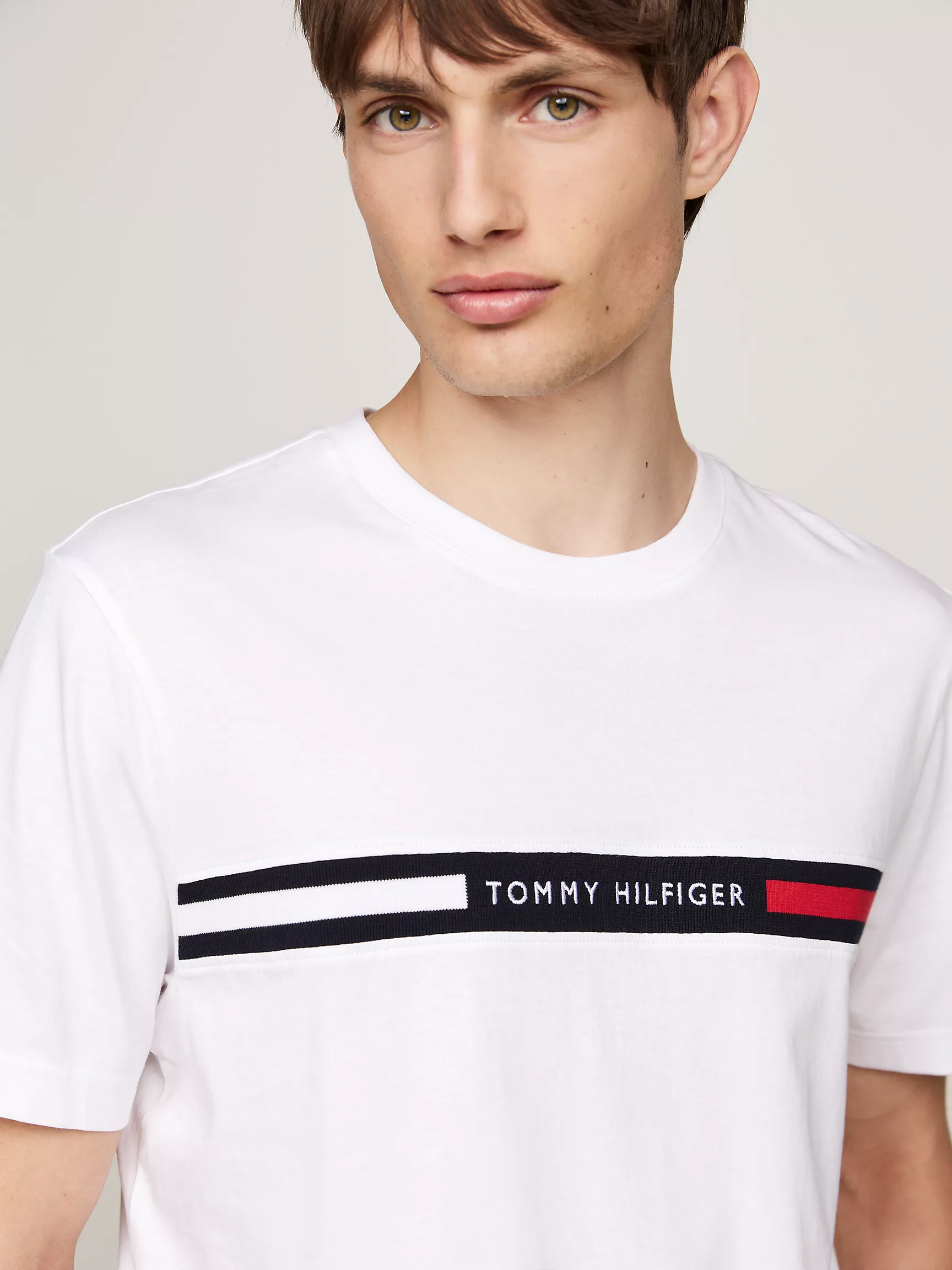 Мужская футболка Tommy Hilfiger, Футболка Tommy с ребристой вставкой и логотипом