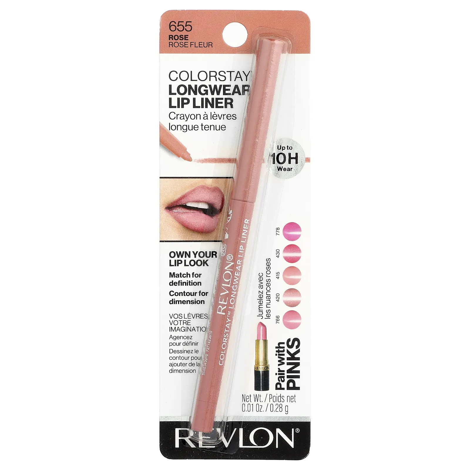 Revlon, Colorstay™, стойкий карандаш для губ, оттенок 655 розовый, 0,28 г (0,01 унции)
