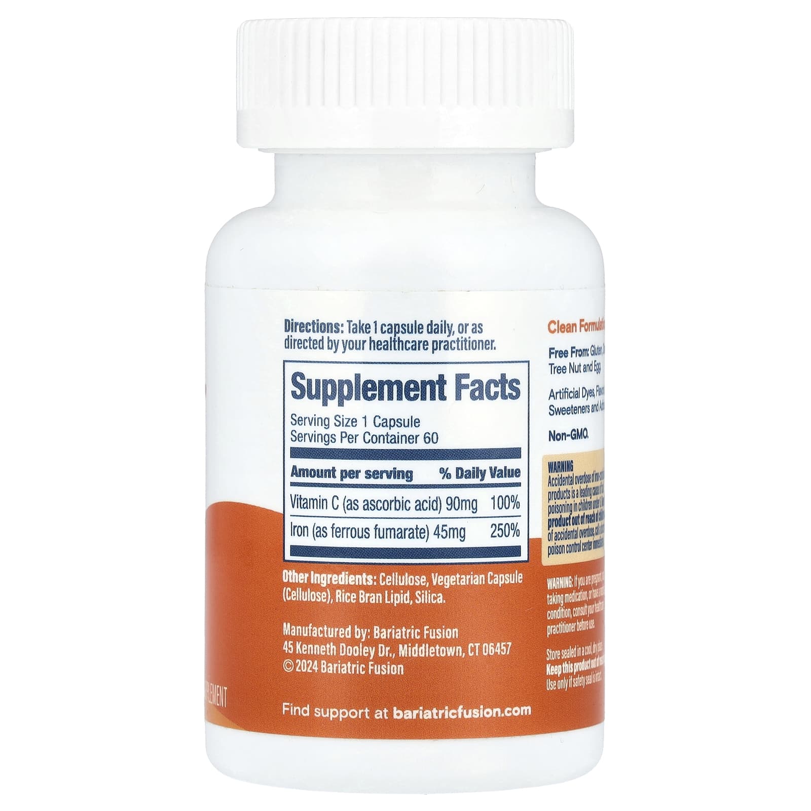 Bariatric Fusion, Железо с витамином C, 45 мг, 60 капсул