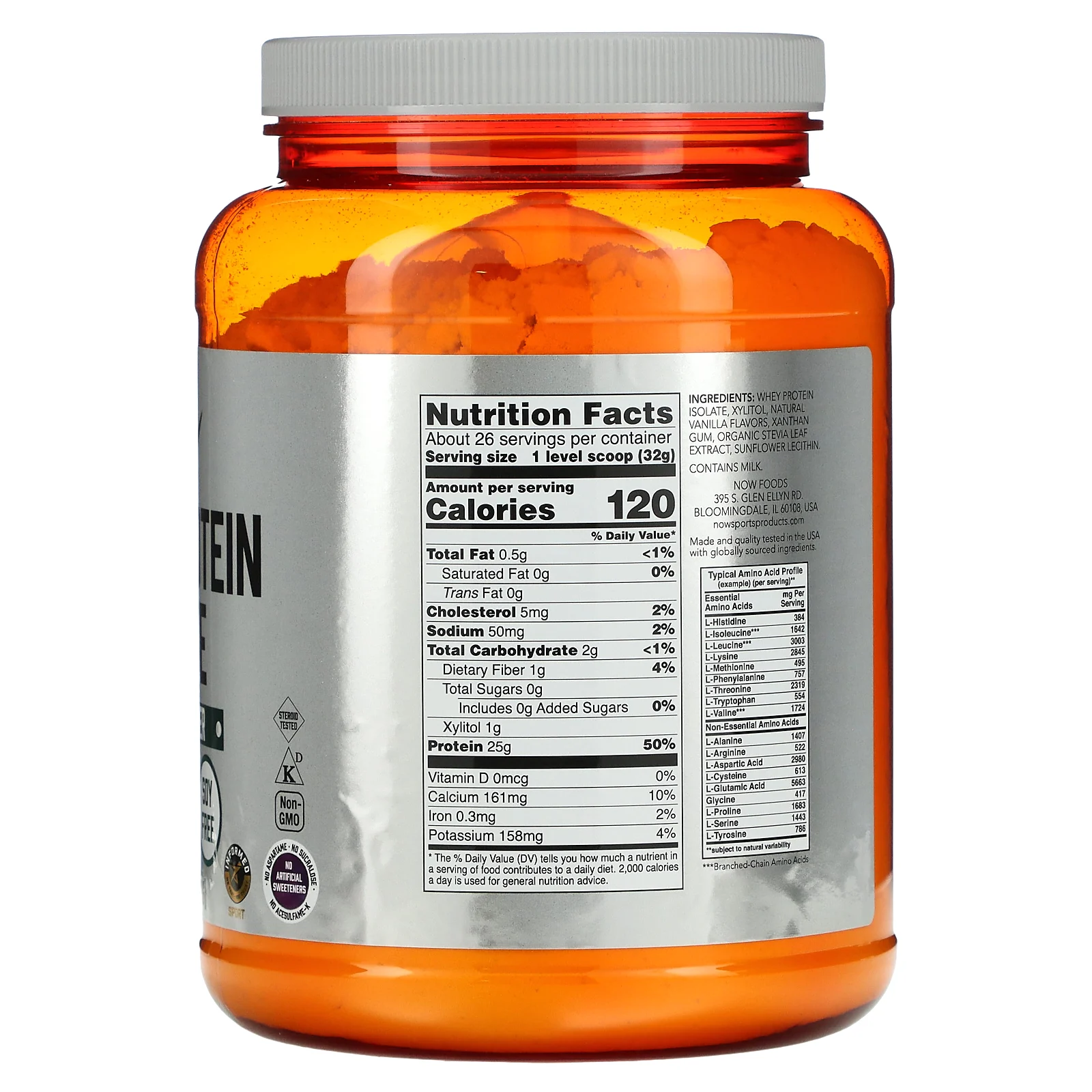 NOW Foods, Sports, изолят сывороточного протеина, кремовая ваниль, 816 г (1,8 фунта)