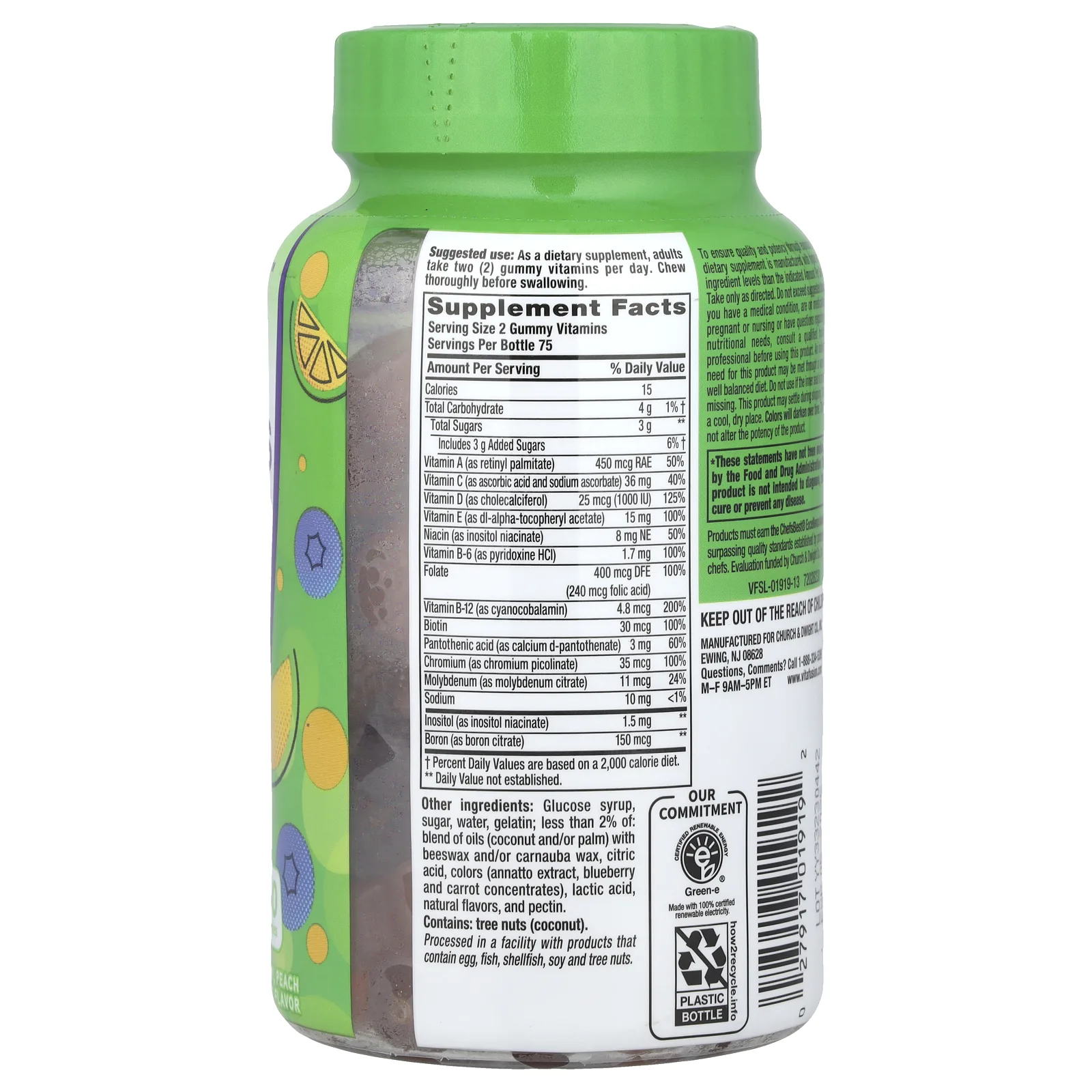 VitaFusion, MultiVites, незаменимые мультивитамины, натуральный ягодный, персиковый и апельсиновый вкусы, 150 жевательных таблеток