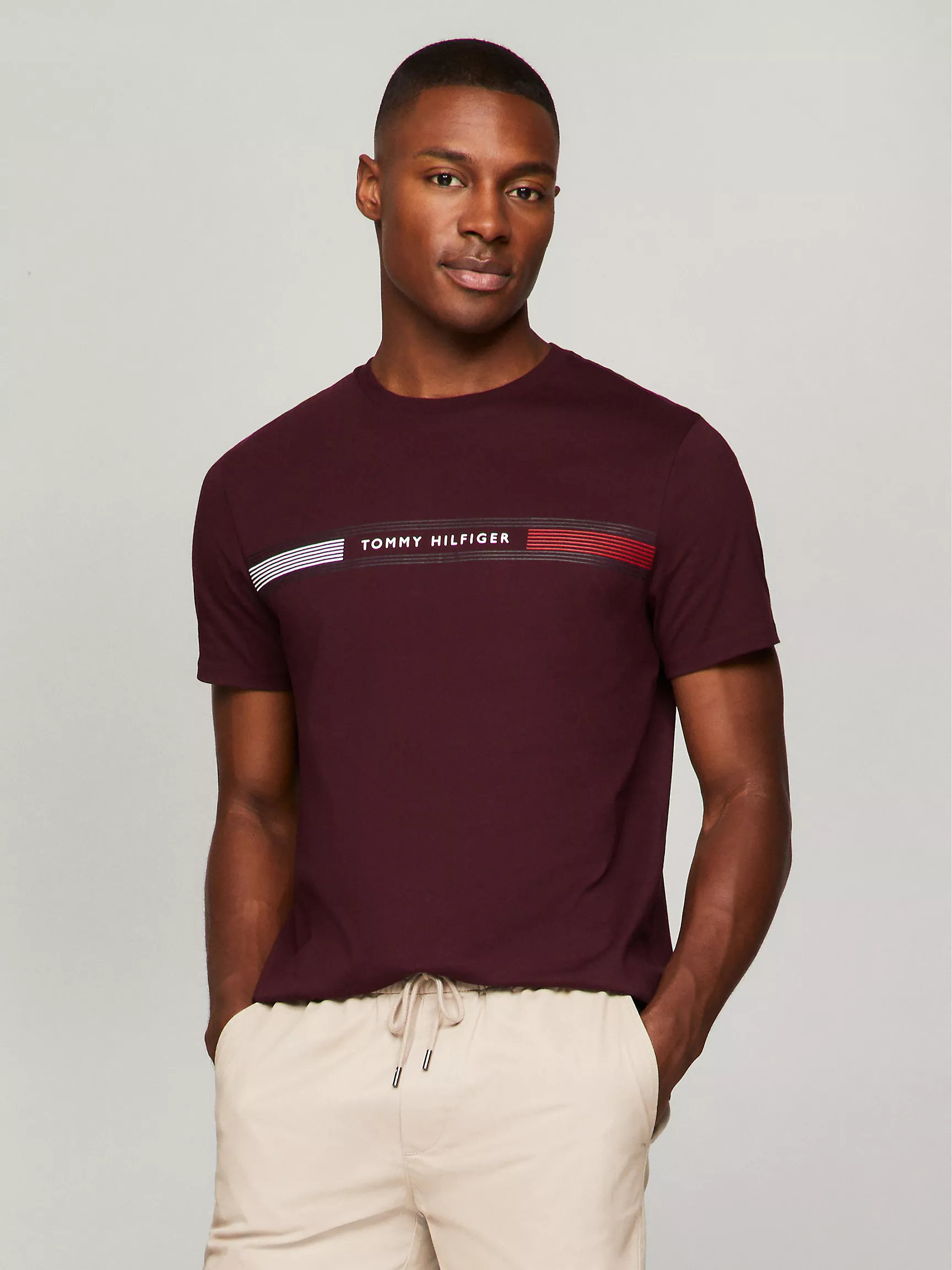Мужская футболка Tommy Hilfiger, Футболка с графическим принтом полос Tommy
