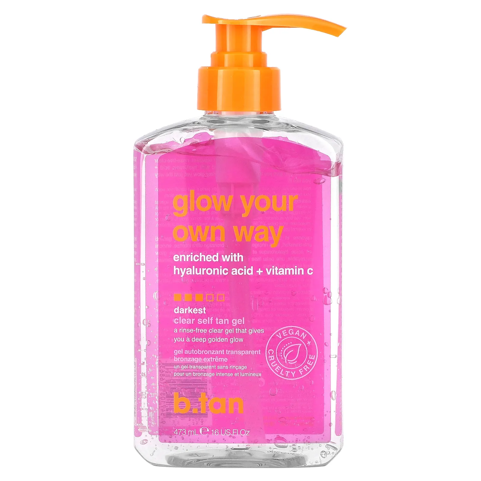 b.tan, Glow Your Own Way, очищающий гель для автозагара, самый темный, 473 мл (16 жидк. Унций)
