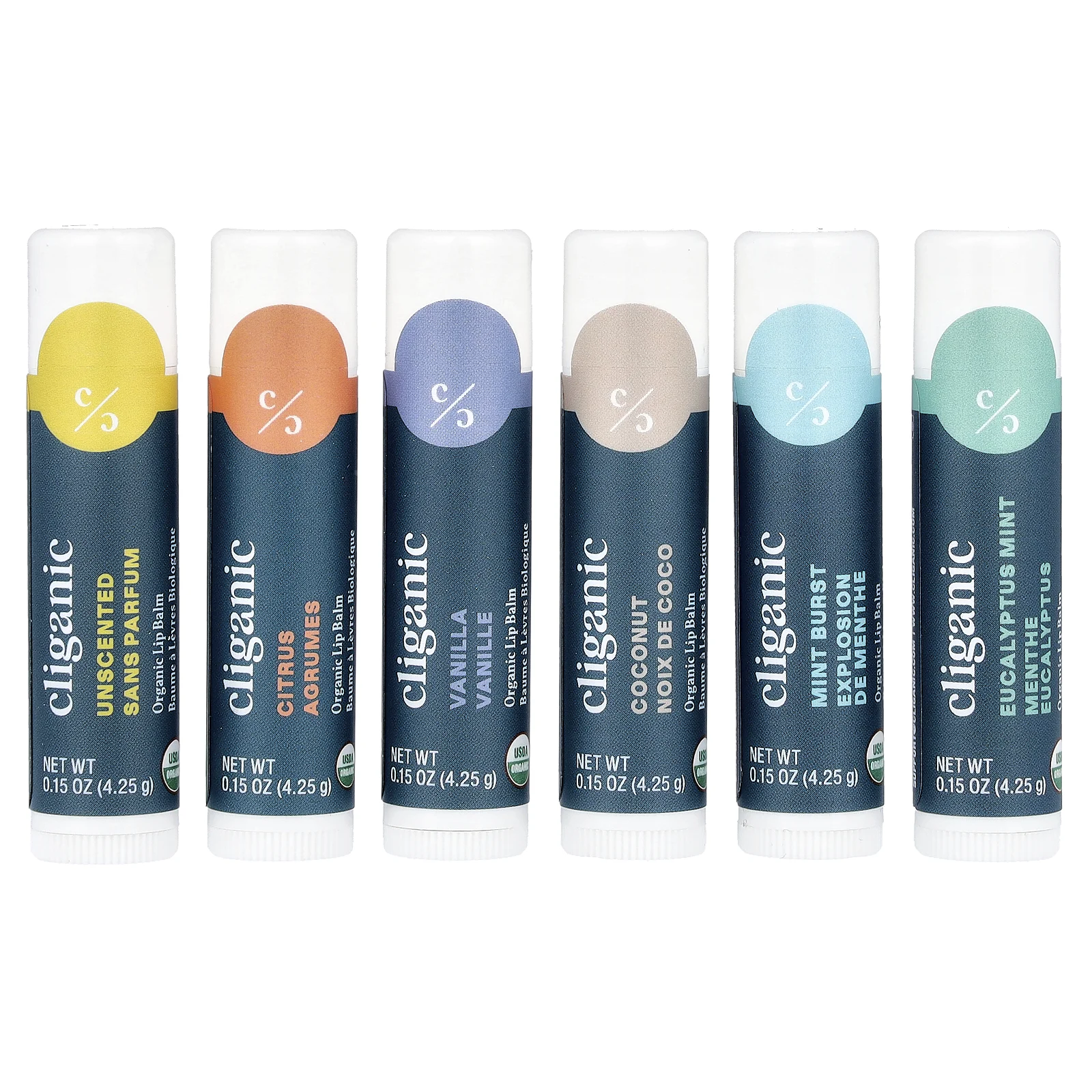 Cliganic, Набор органических бальзамов для губ, Rainforest Fresh, 6 упаковок по 4,25 мл (0,15 жидк. Унции)