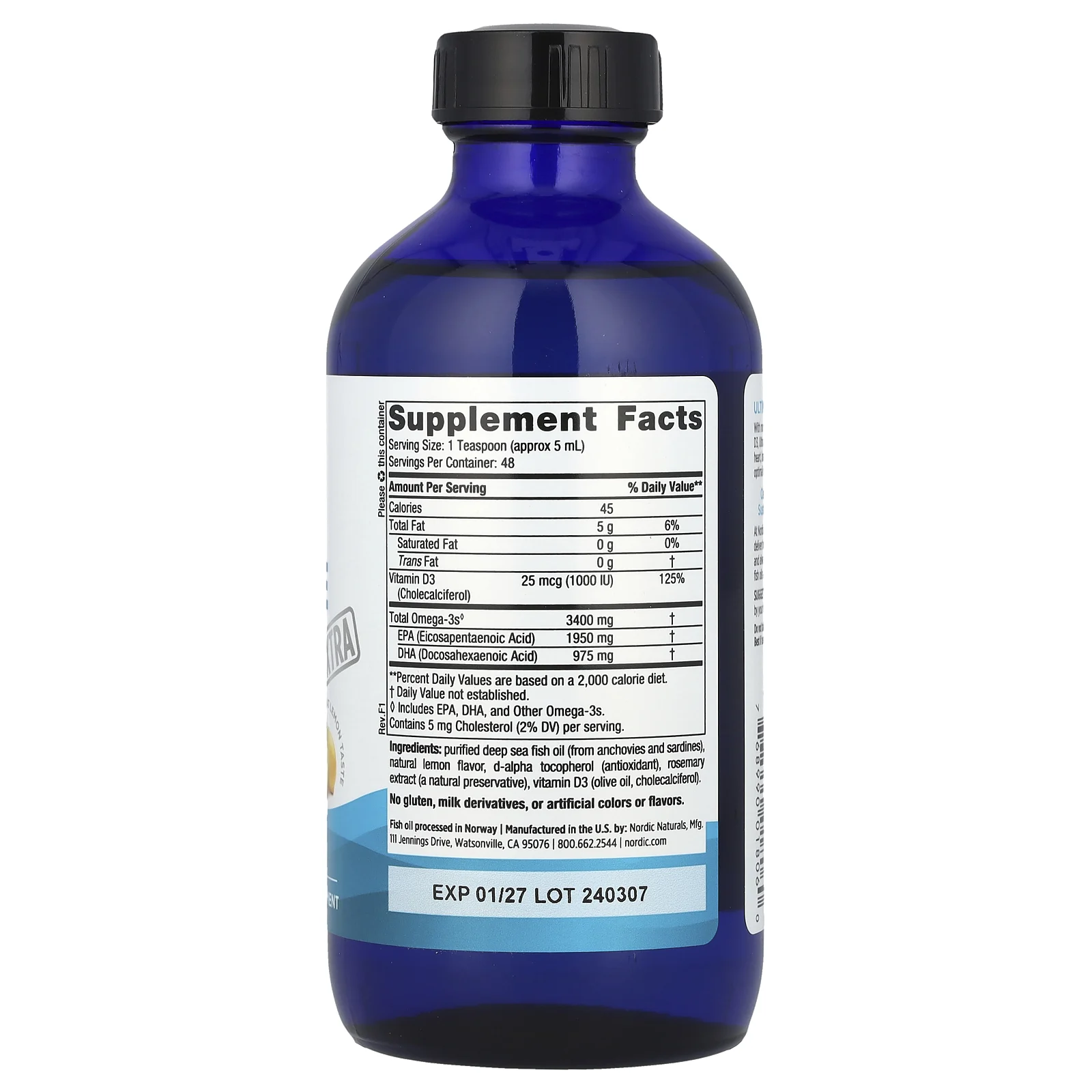 Nordic Naturals, Ultimate Omega Xtra, лимон, 8 жидких унций (237 мл)