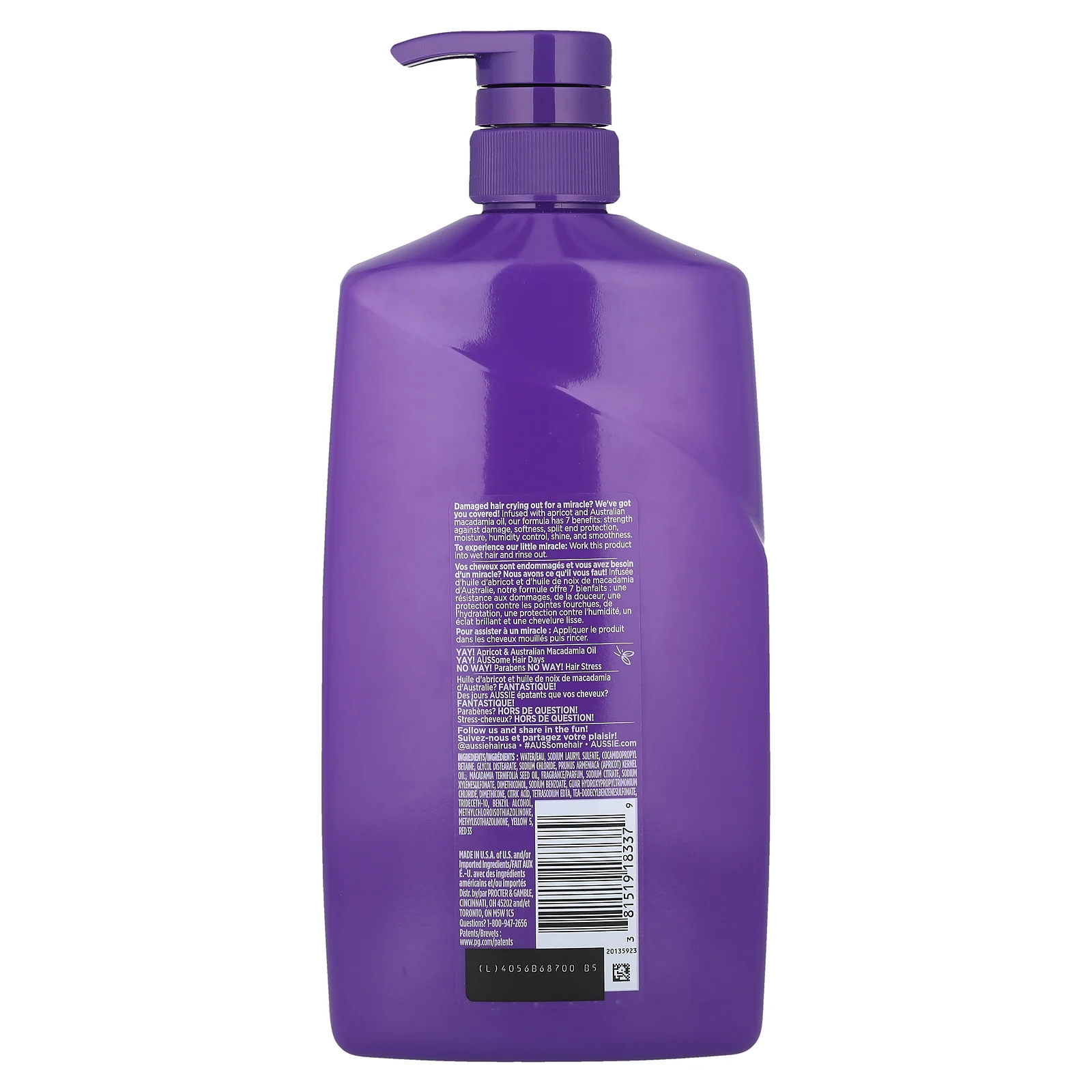 Aussie, Total Miracle, шампунь 7 в 1 с абрикосом и маслом австралийской макадамии, 778 мл (26,2 жидк. Унции)