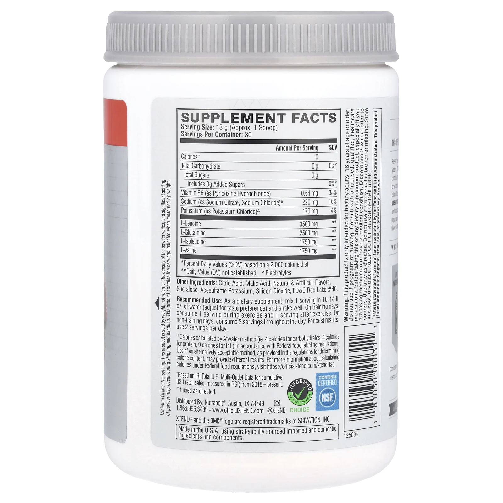 Xtend, The Original, 7 г аминокислот с разветвленной цепью (BCAA), со вкусом клубники и киви, 420 г (14,8 унции)