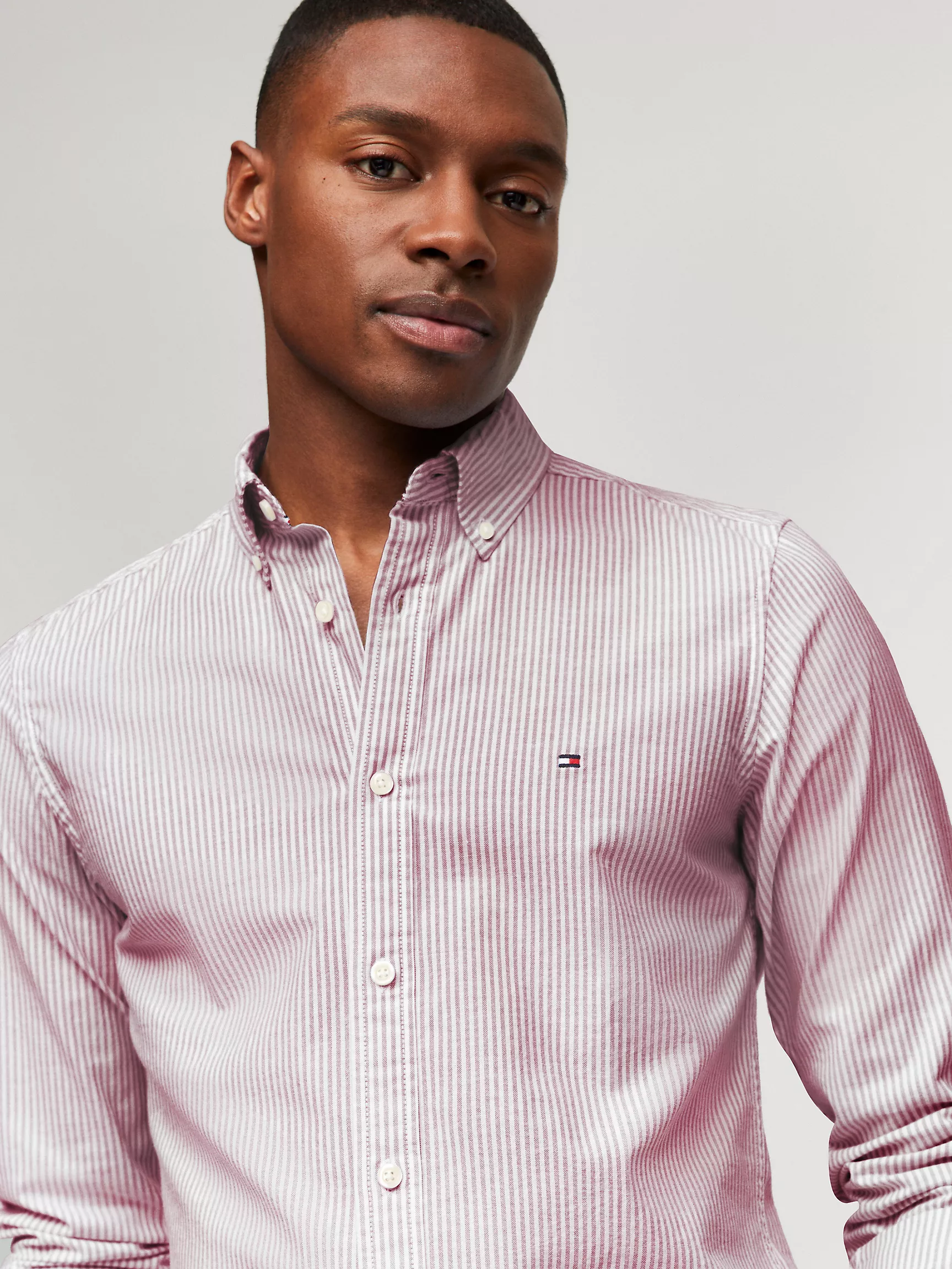 Мужская рубашка Tommy Hilfiger, Приталенная полосатая эластичная рубашка из оксфорда