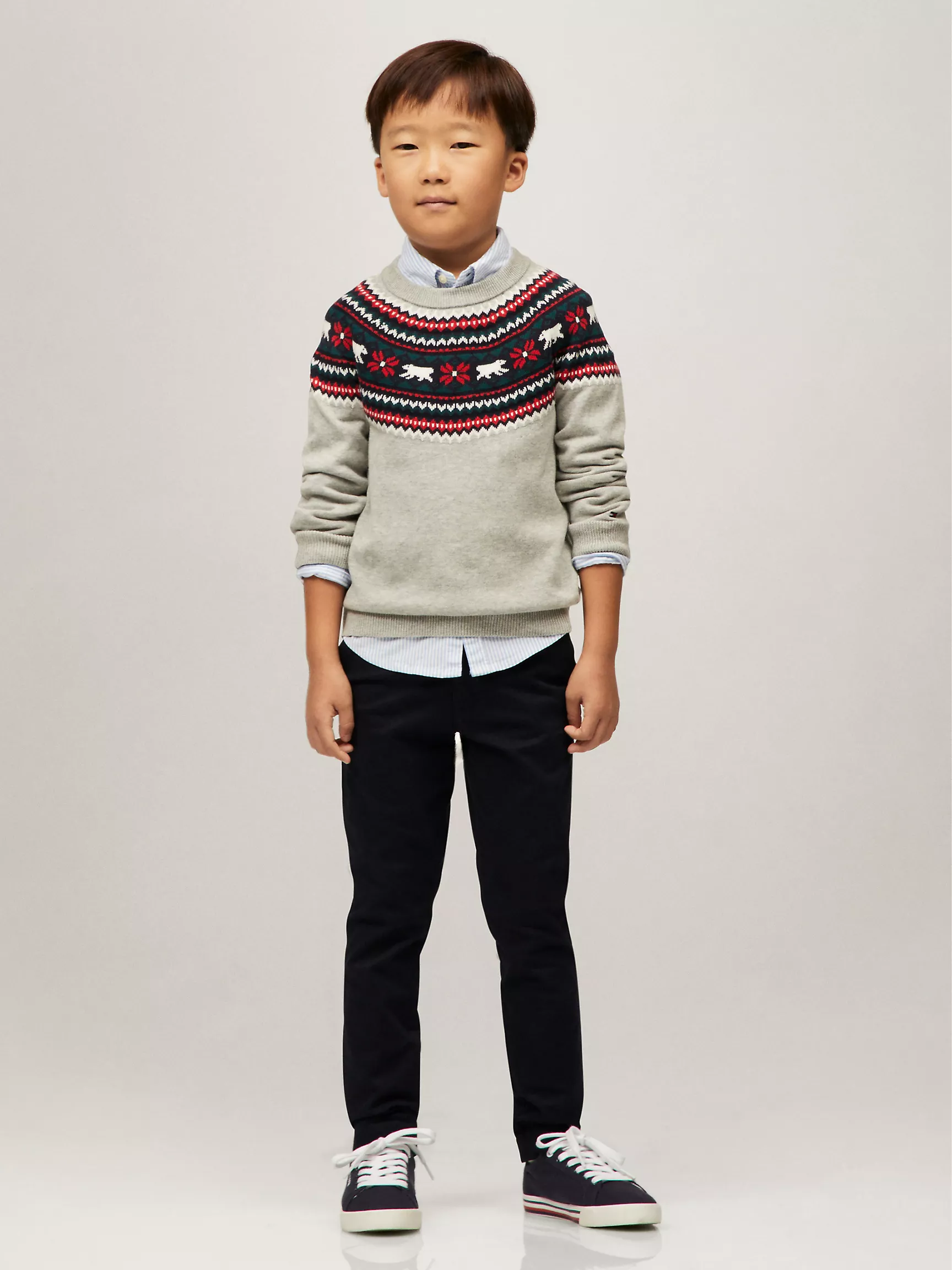 Свитер для мальчика Tommy Hilfiger, Детский свитер с узором Fair Isle с изображением медведя