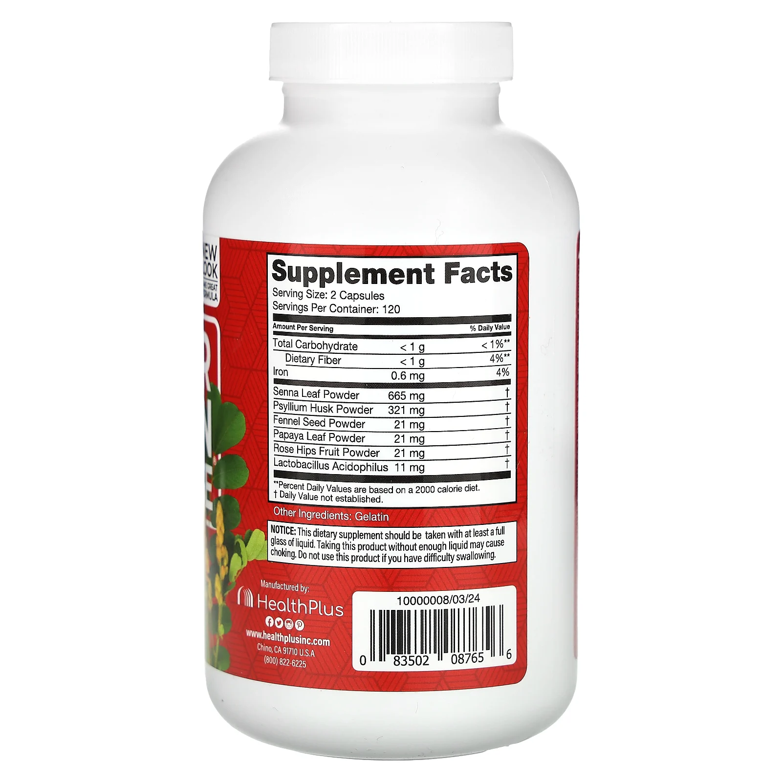 Health Plus, Super Colon Cleanse, превосходное средство для очищения толстой кишки, 240 капсул