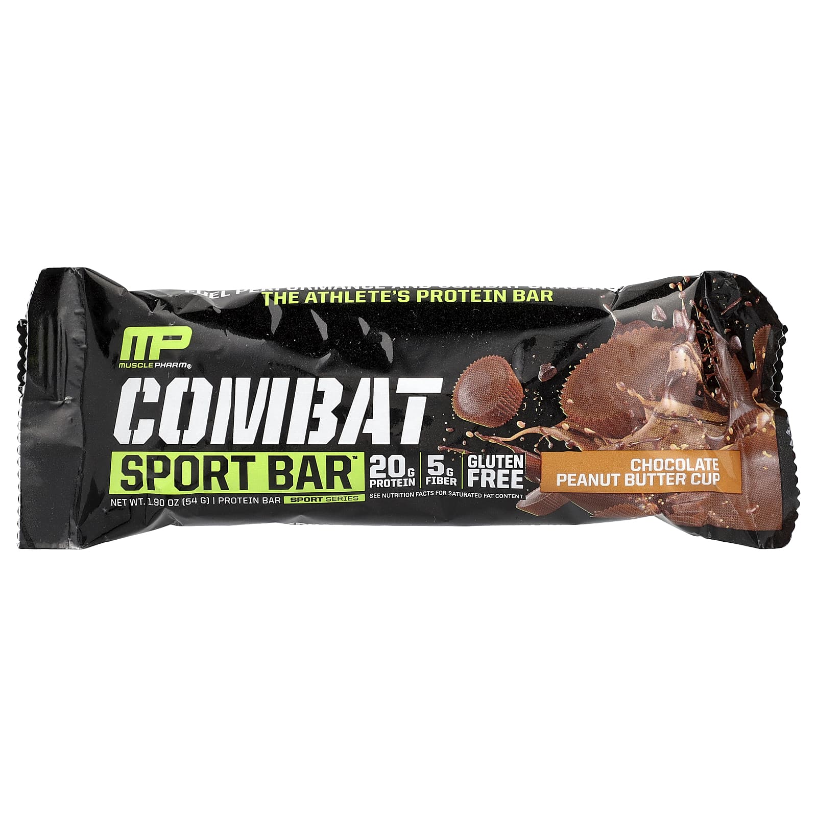 MusclePharm, Протеиновый батончик Combat Ready ™, шоколадный батончик с арахисовым маслом, 4 батончика, 54 г (1,9 унции)