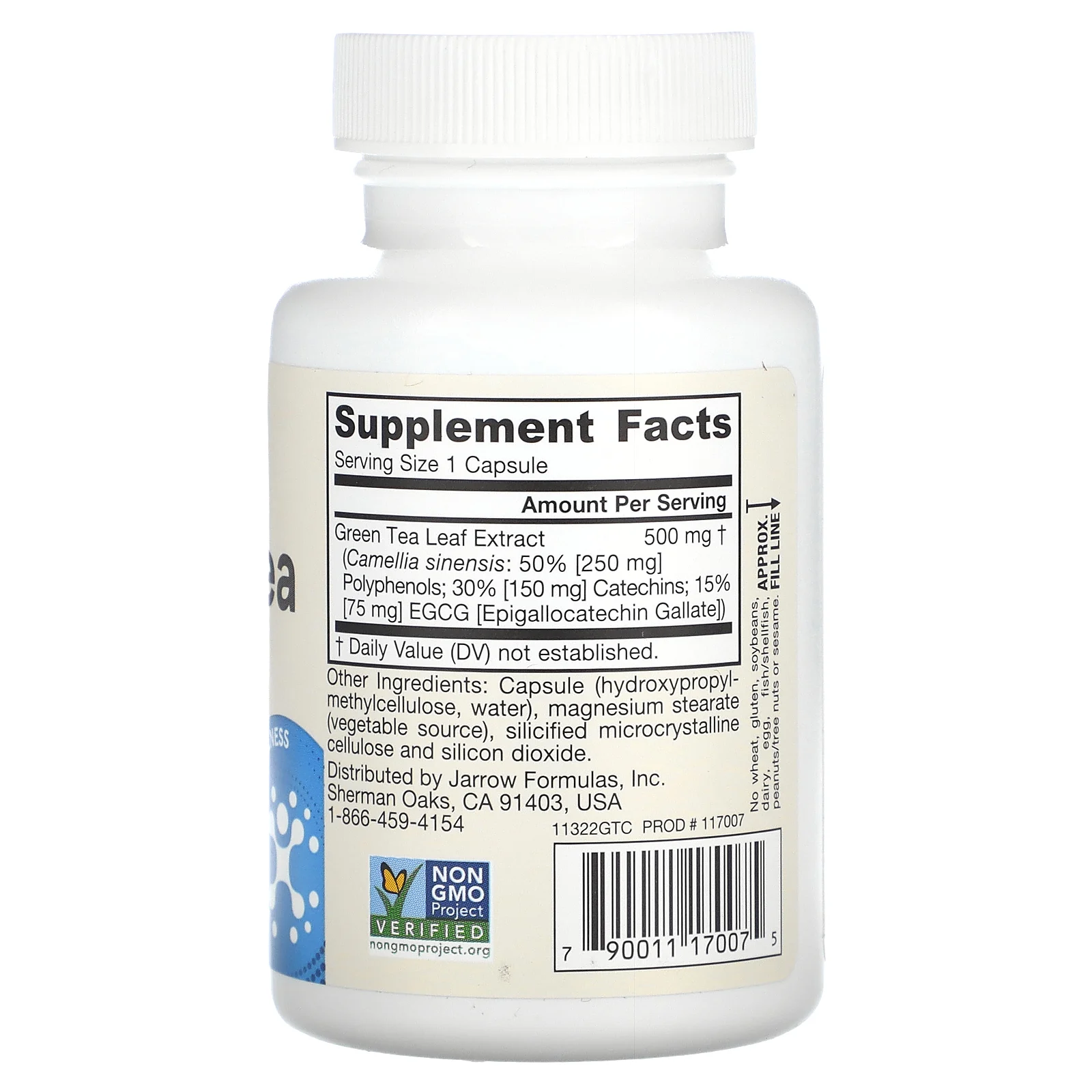 Jarrow Formulas, зеленый чай, 500 мг, 100 вегетарианских капсул