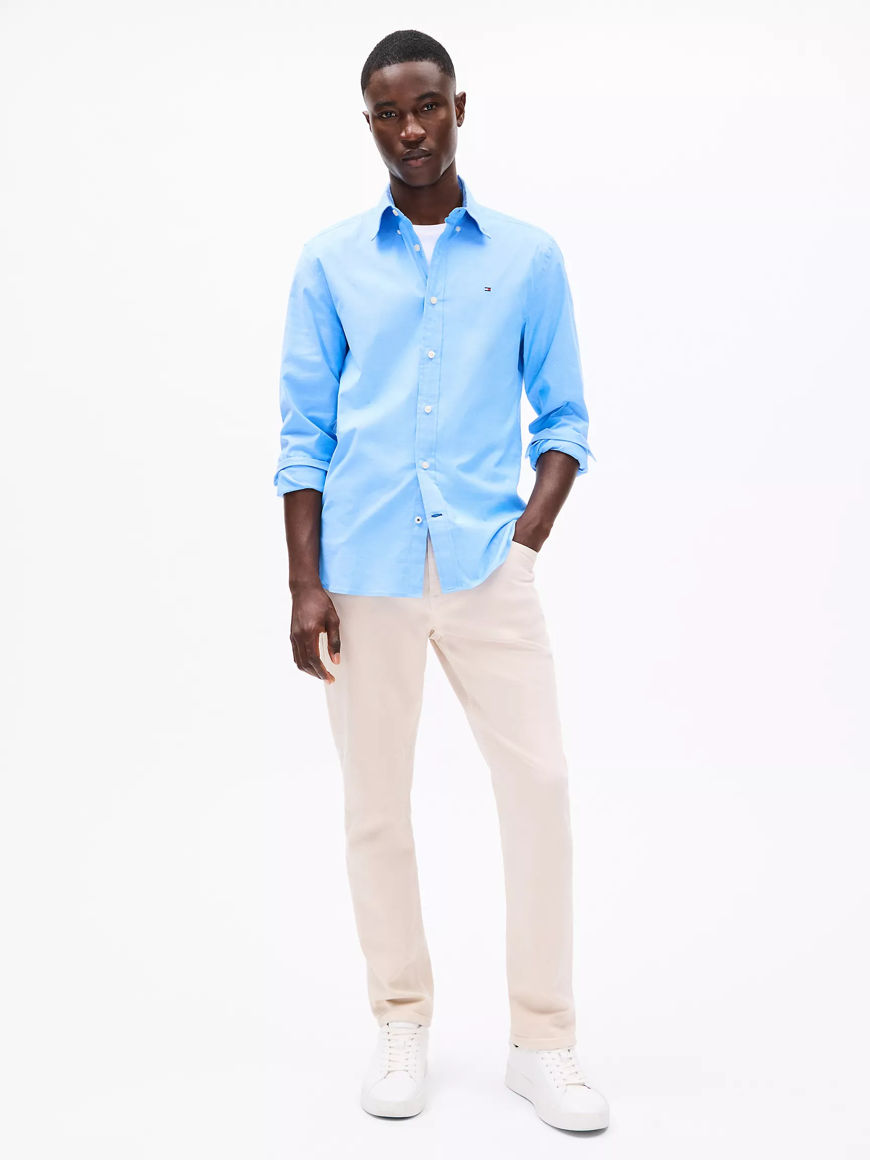 Мужская рубашка Tommy Hilfiger, Эластичная рубашка из поплина стандартного кроя