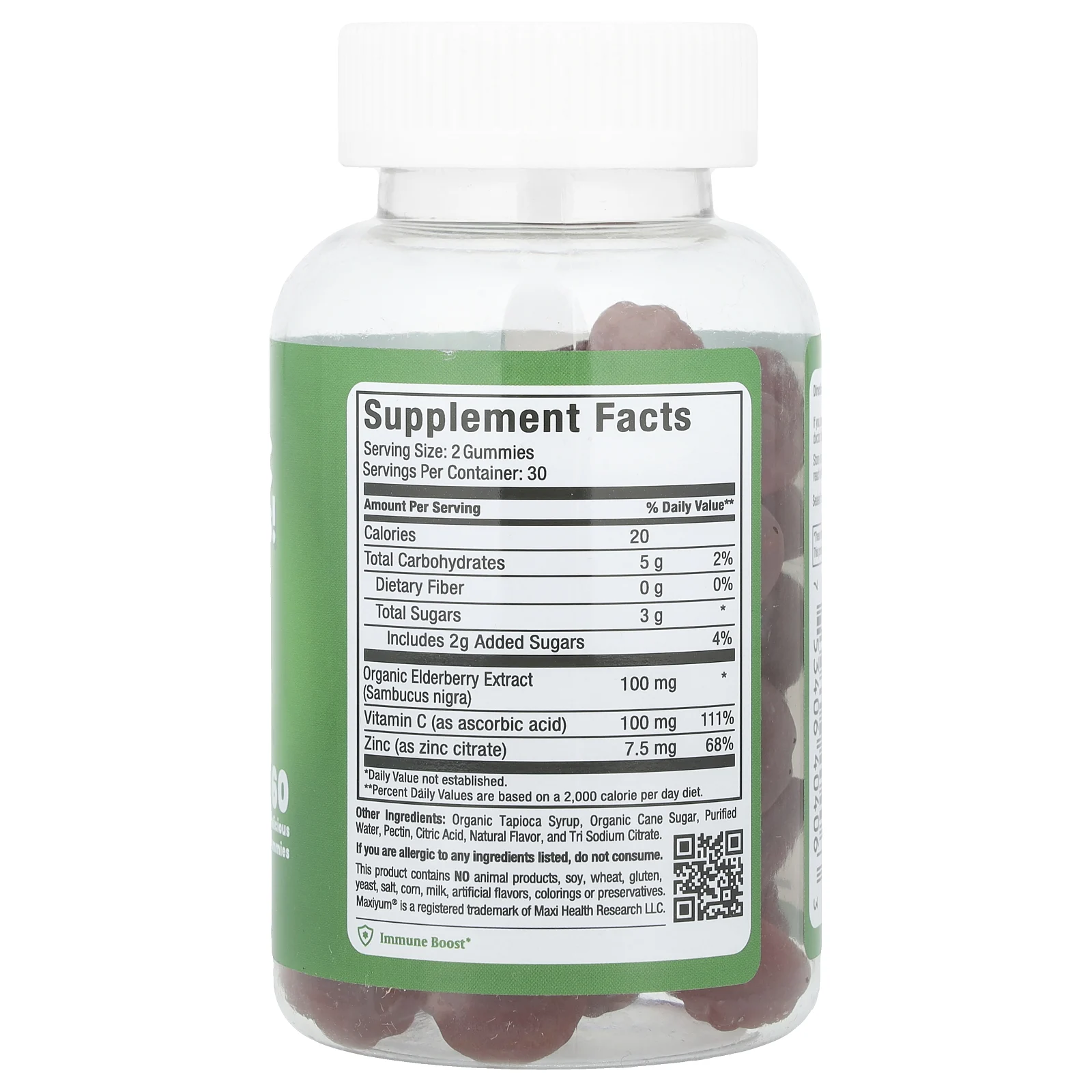 Maxi Health, Бузина С и цинк-Licious! Жевательные мармеладки`` 60 жевательных таблеток