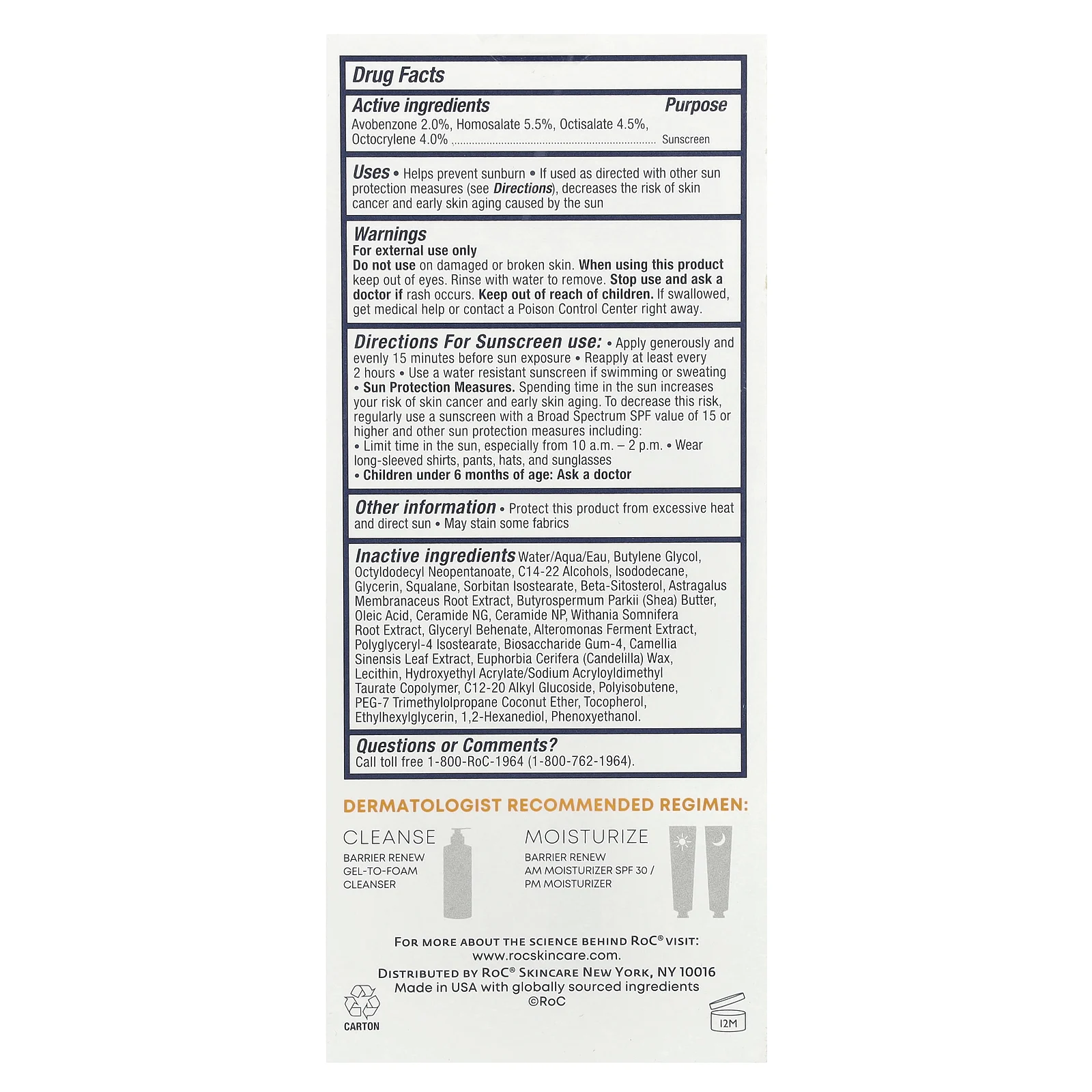 RoC, Barrier Renew, AM увлажняющее средство, SPF 30, без отдушек, 74 мл (2,5 жидк. Унции)