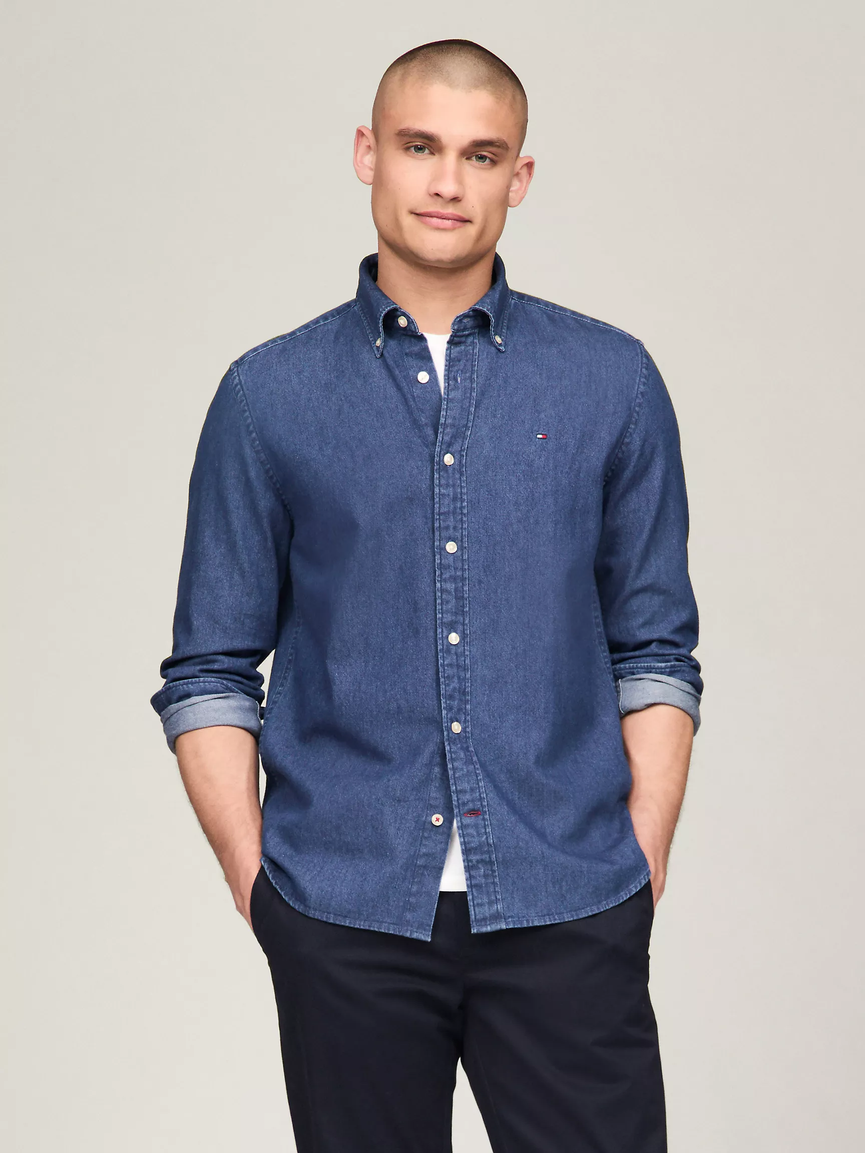 Мужская рубашка Tommy Hilfiger, Джинсовая рубашка стандартного кроя