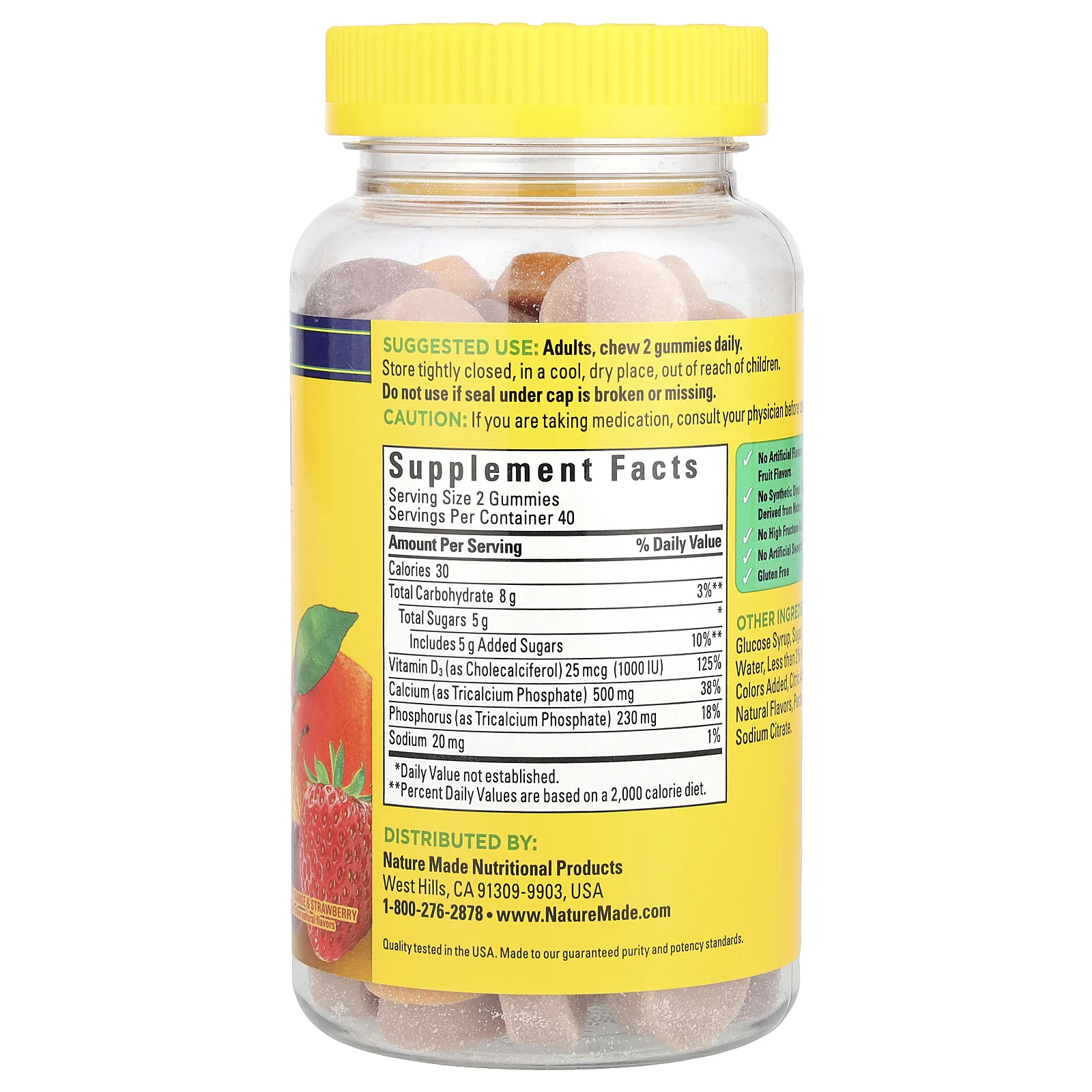 Nature Made, Кальций с витамином D3 в жевательных таблетках, вишня, апельсин и клубника, 80 жевательных таблеток