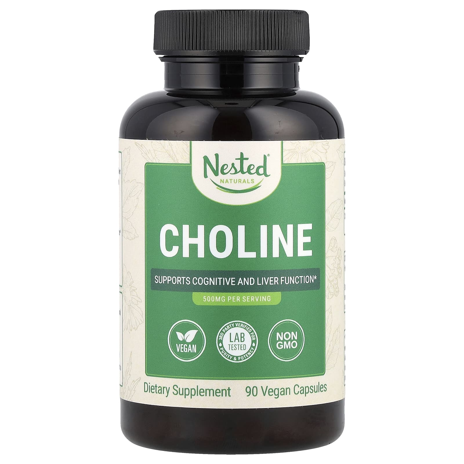 Nested Naturals, холин, битартрат L(+)-холина, 90 растительных капсул