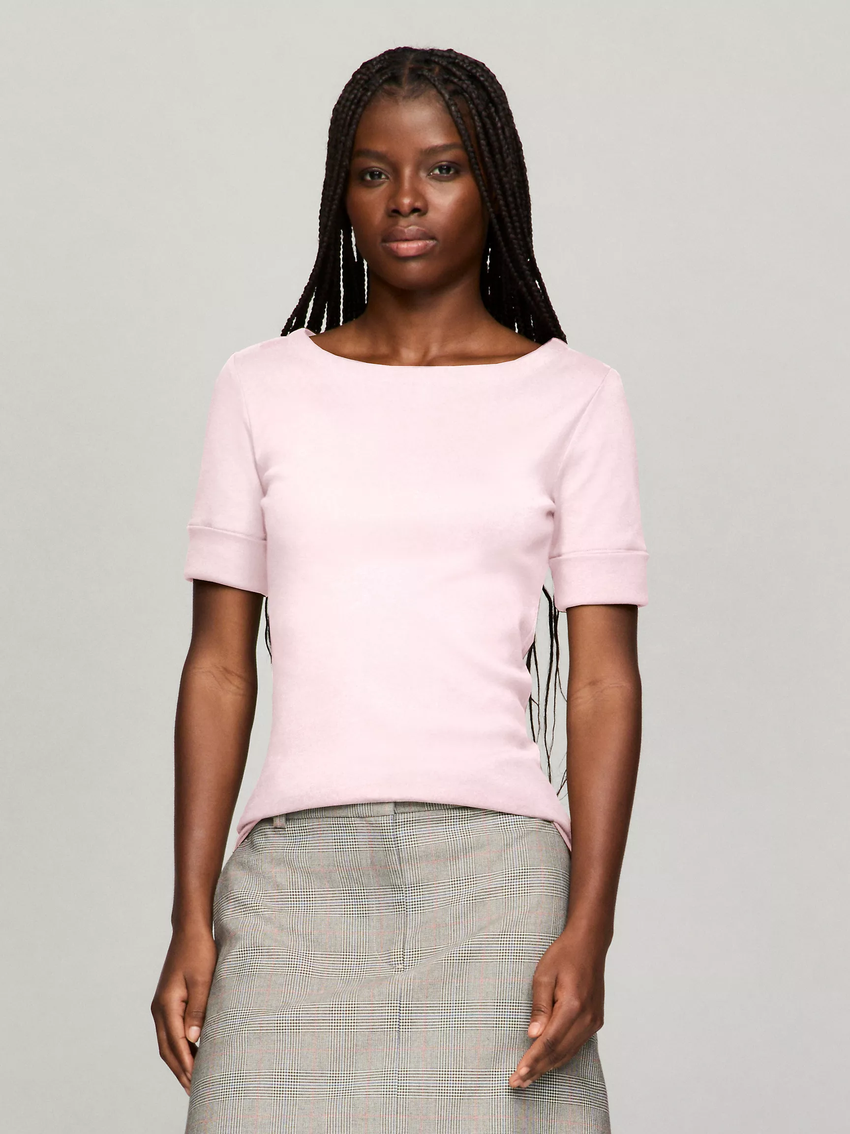 Женская футболка Tommy Hilfiger, Футболка с вырезом "лодочка" и рукавом до локтя