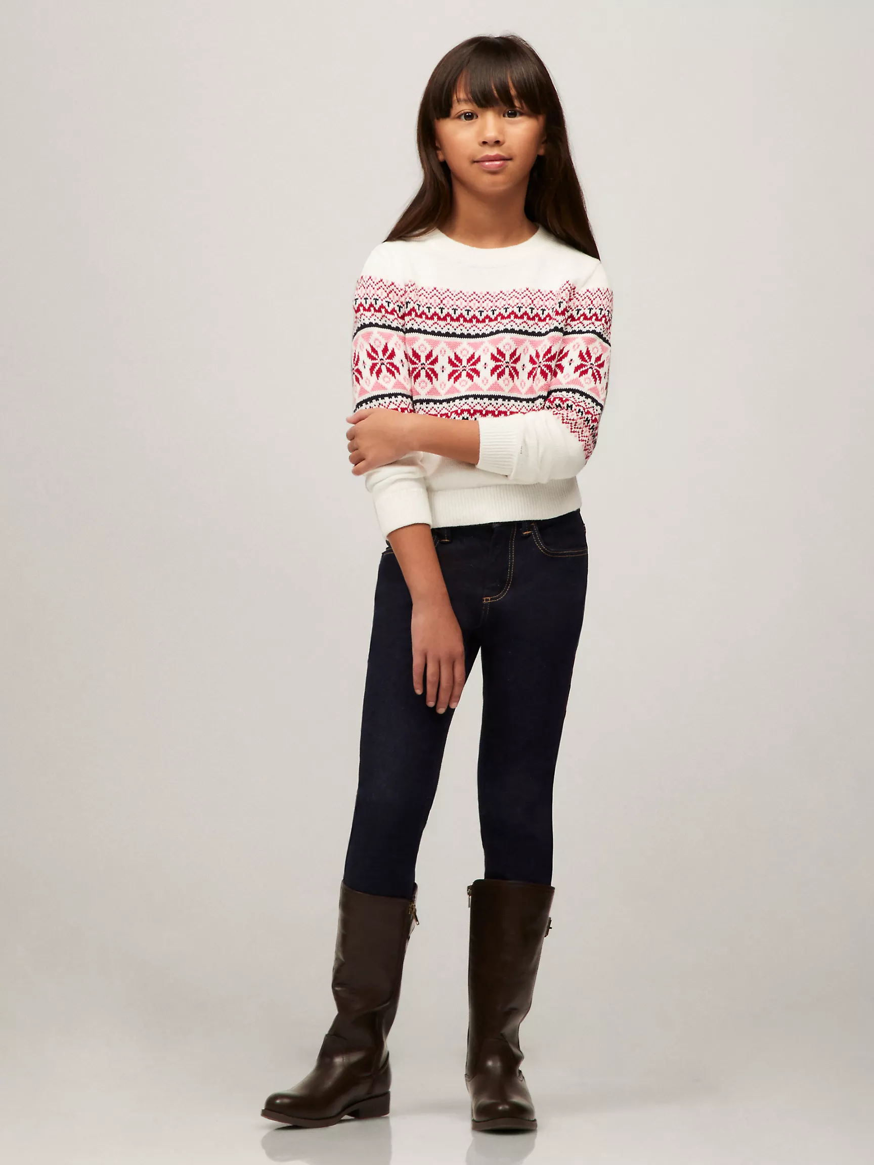Свитер для девочки Tommy Hilfiger, Детский свитер с круглым вырезом и узором Fair Isle