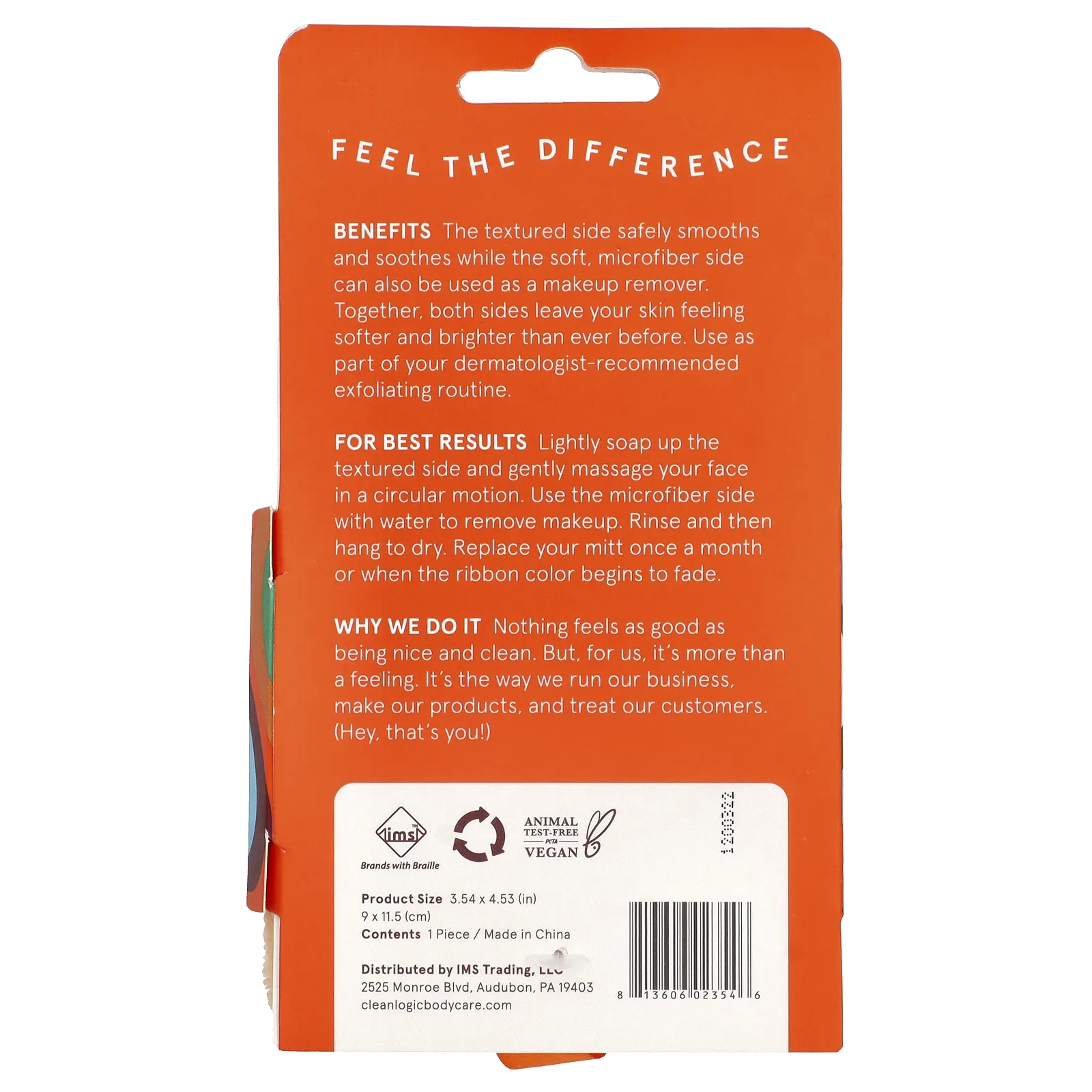 Clean Logic, Bath and Body, перчатки для лица с двойной текстурой, 1 шт.