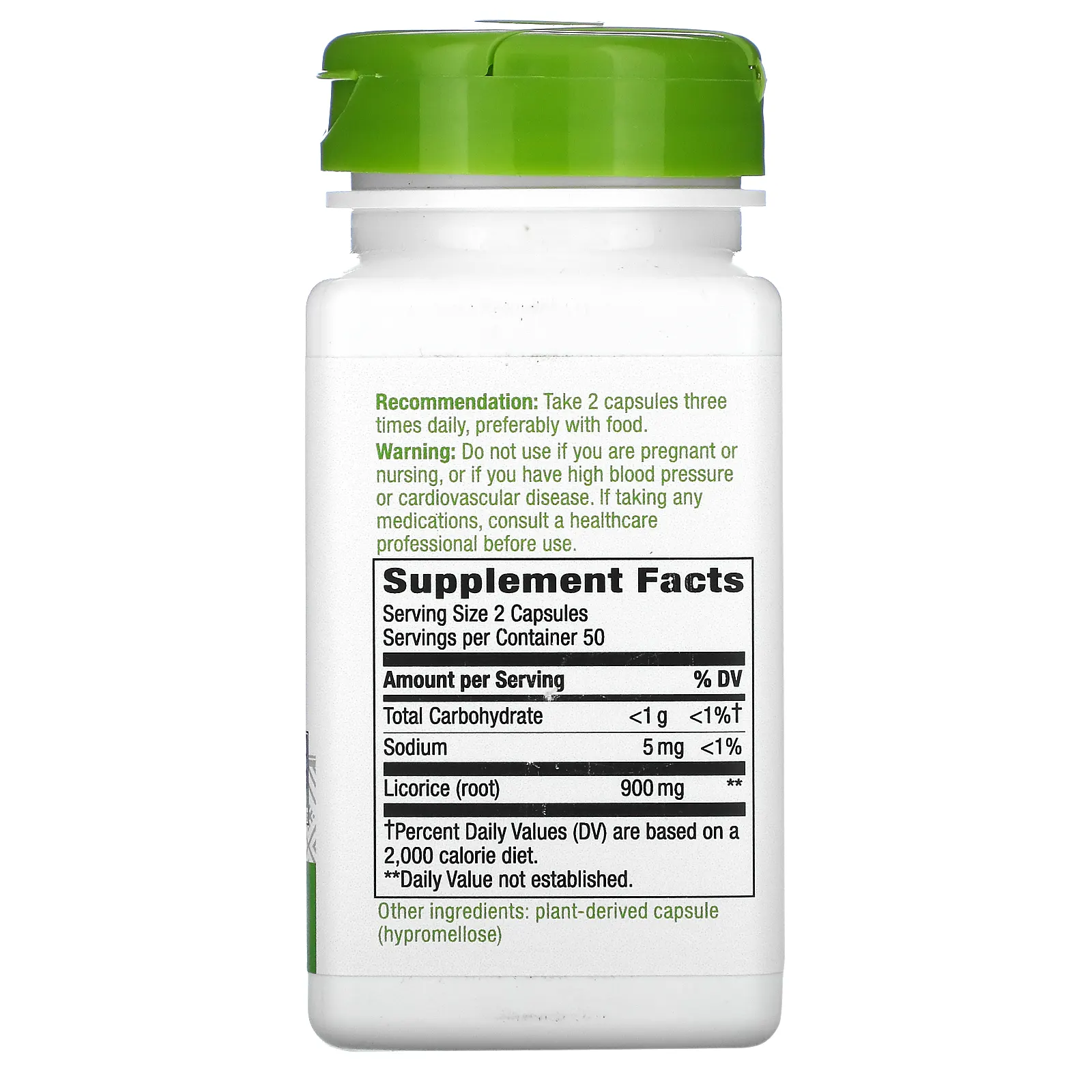 Nature's Way, корень солодки, 900 мг, 100 веганских капсул (450 мг в 1 капсуле)