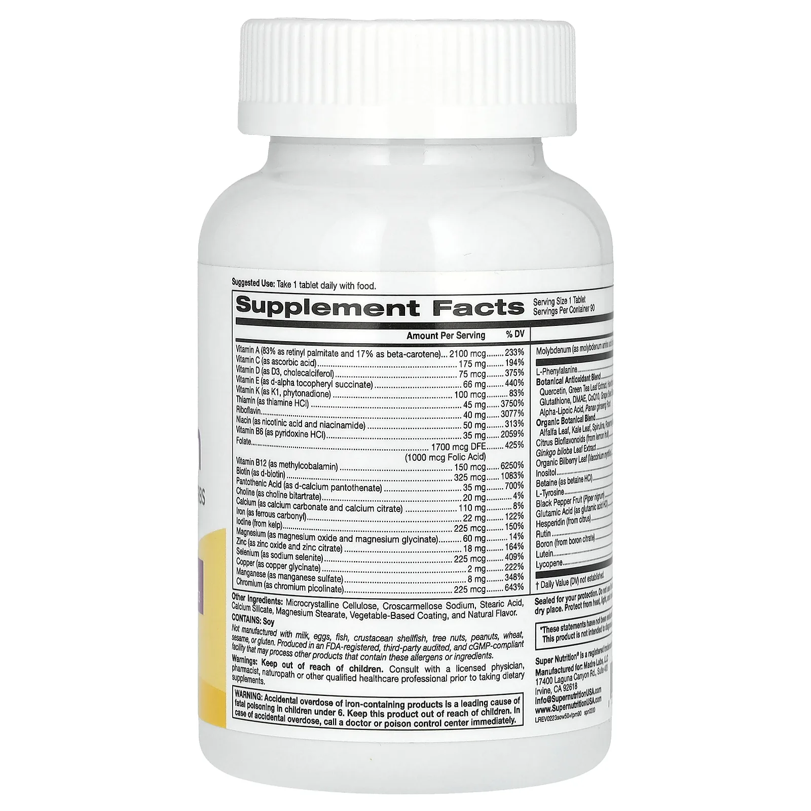 Super Nutrition, SimplyOne, мультивитаминная добавка тройного действия для женщин старше 50 лет, 90 таблеток