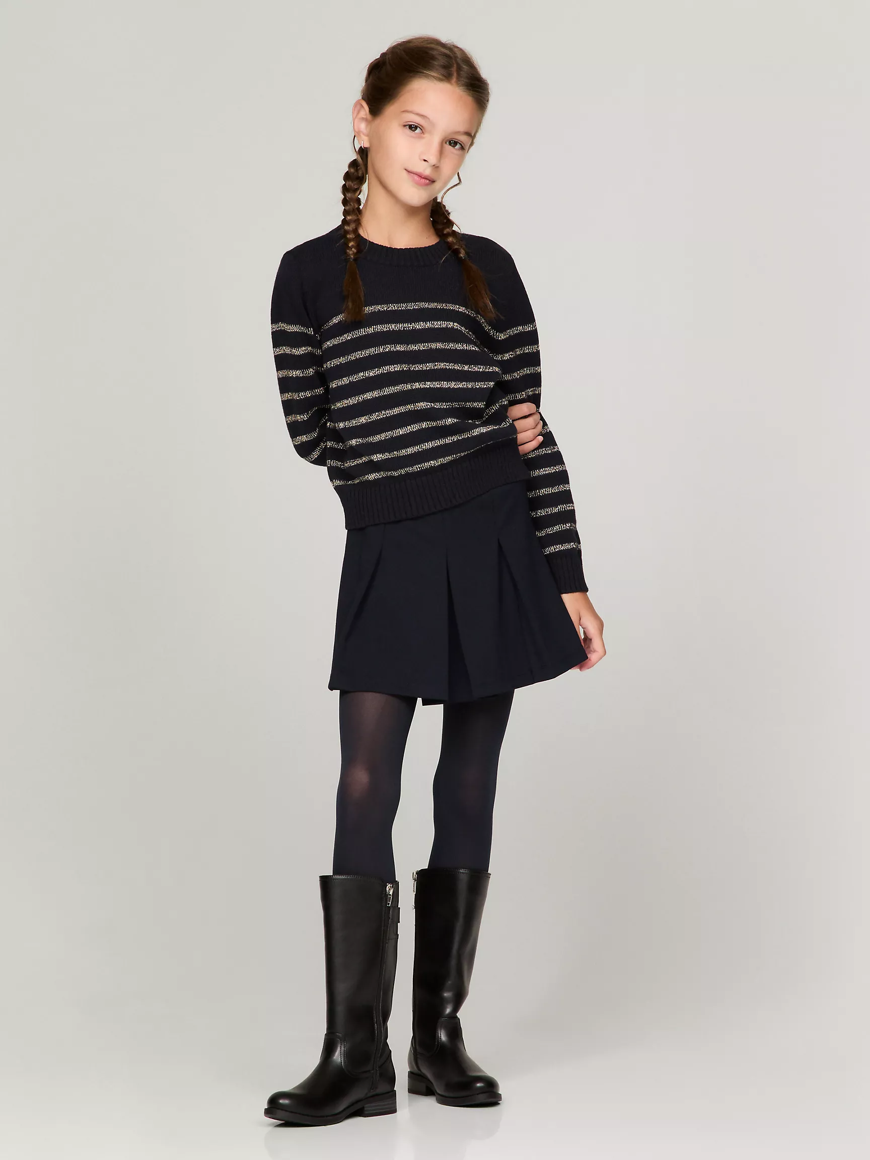 Свитер для девочки Tommy Hilfiger, Детский свитер с круглым вырезом и блестящими полосками