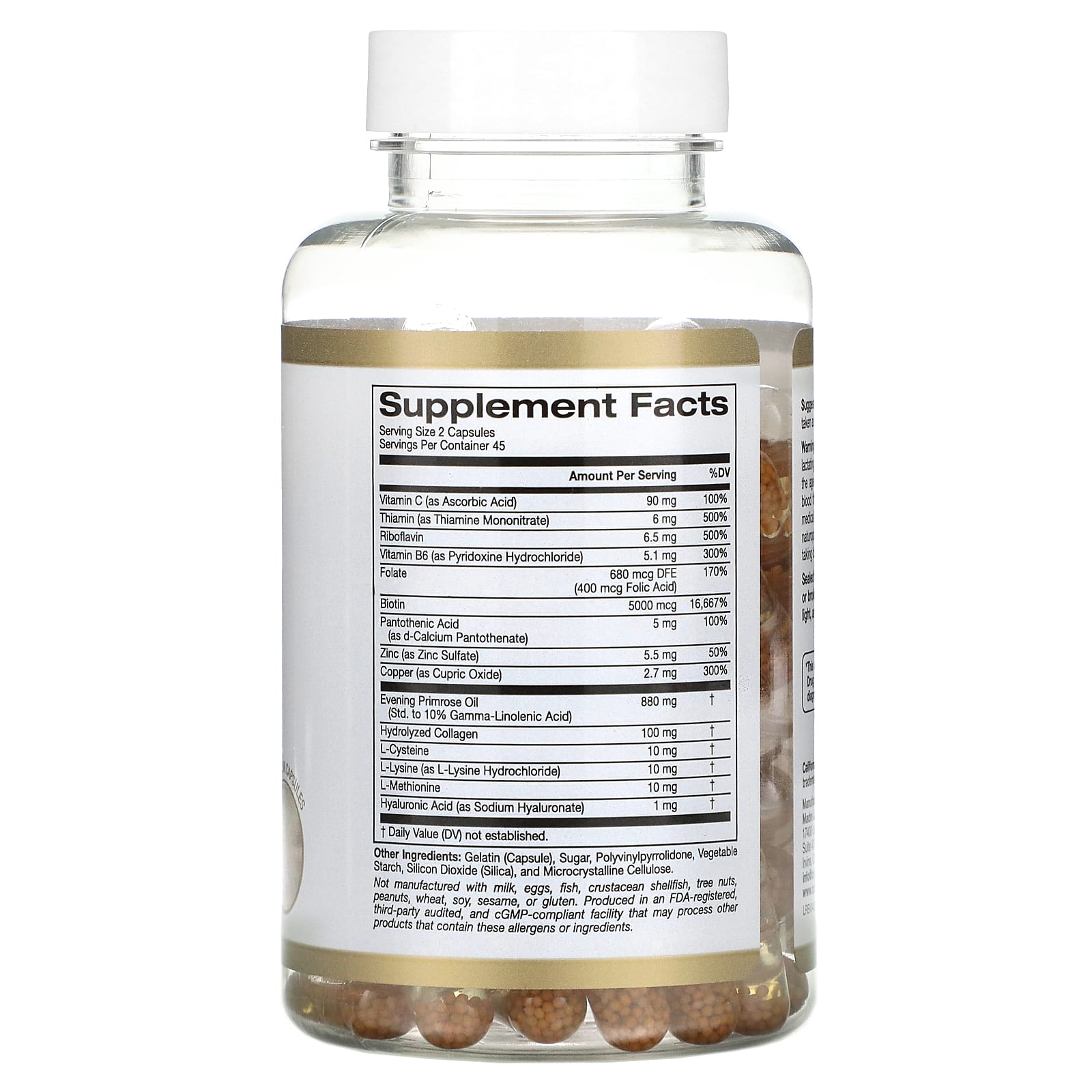 California Gold Nutrition, мультивитамины для волос, 90 желатиновых капсул