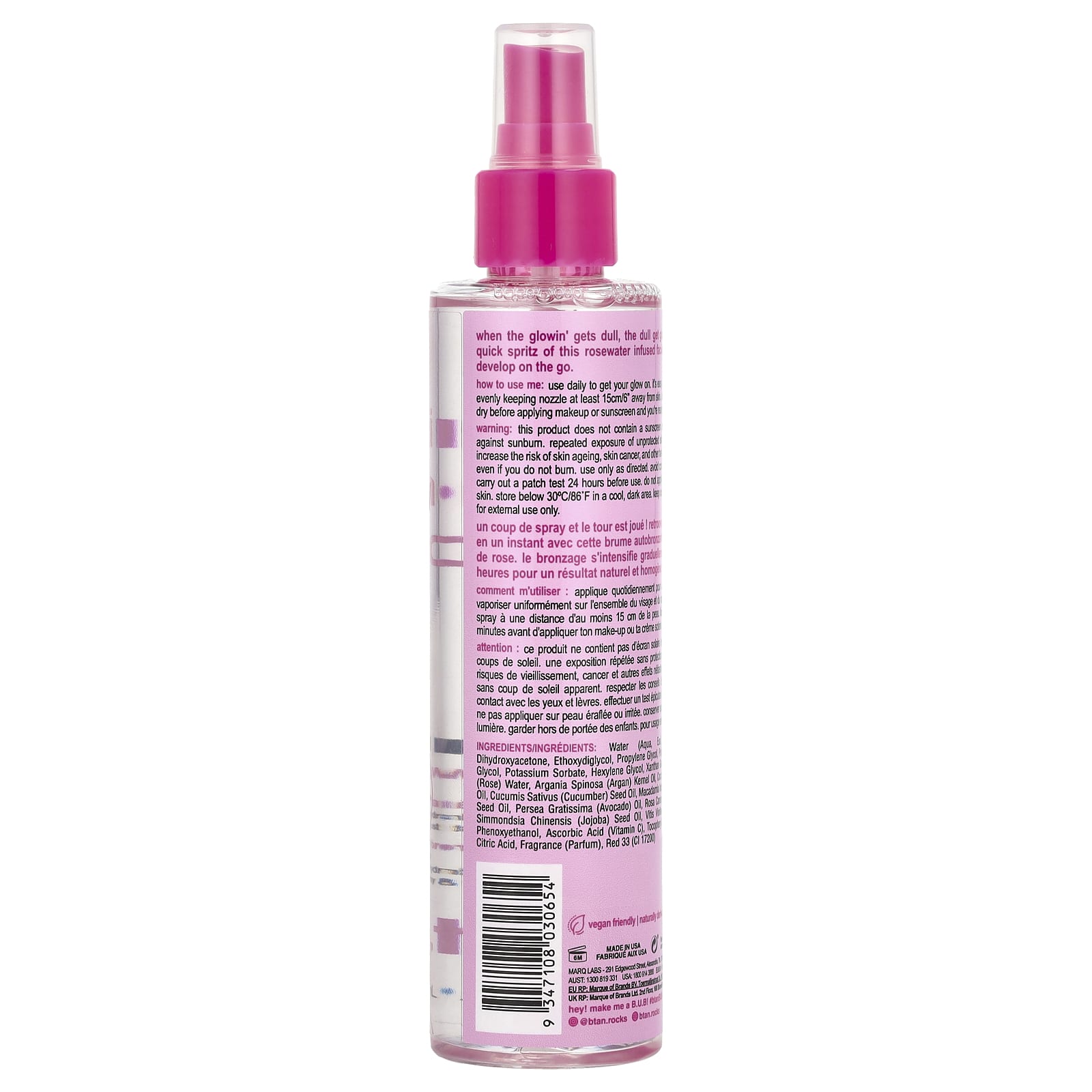 b.tan, Gimme The Glow Down, Dark, Facial Tan Mist, Rosewater, 6.7 fl oz (190 ml)