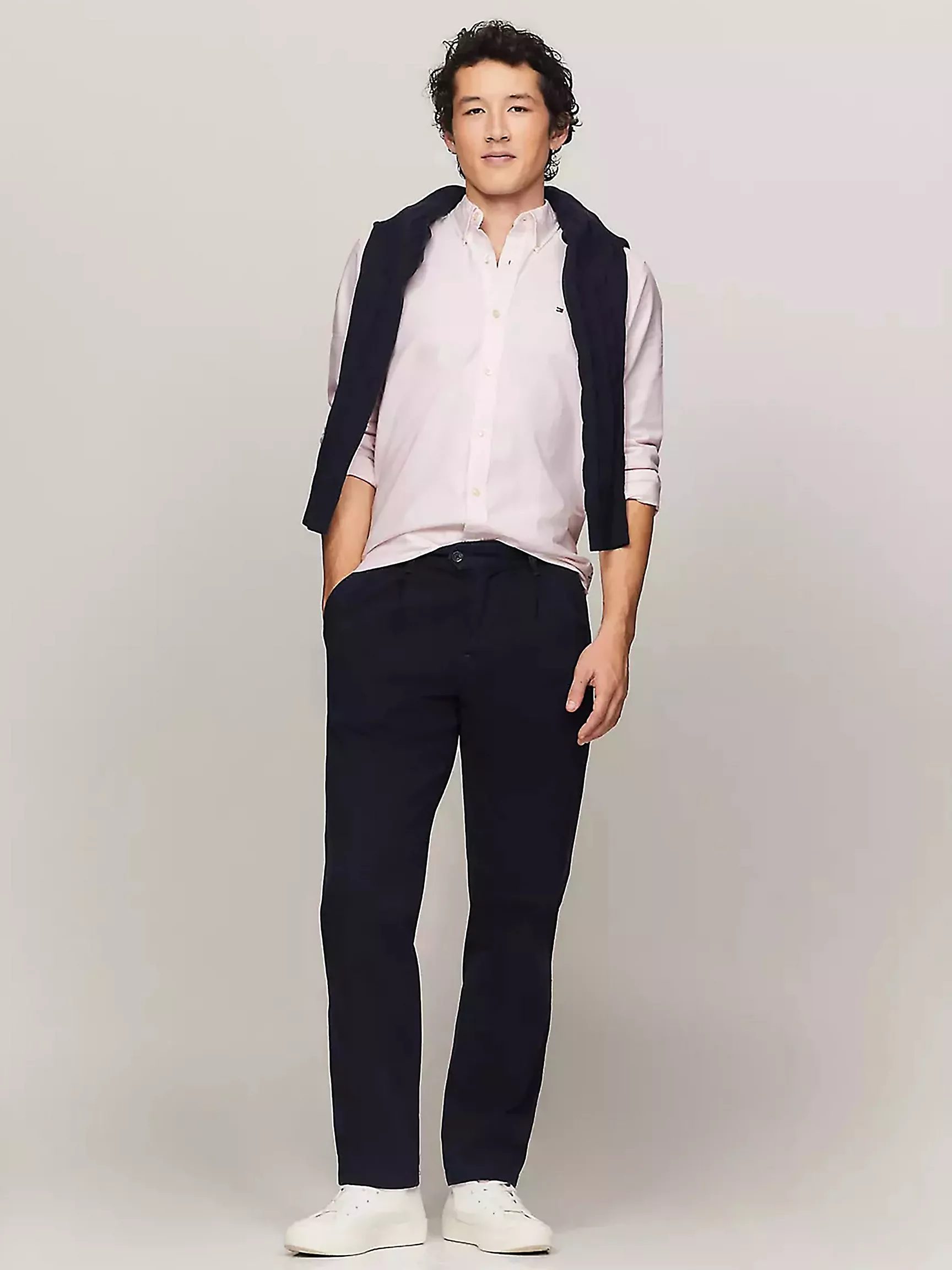 Мужская рубашка Tommy Hilfiger, Полосатая эластичная рубашка из оксфорда стандартного кроя