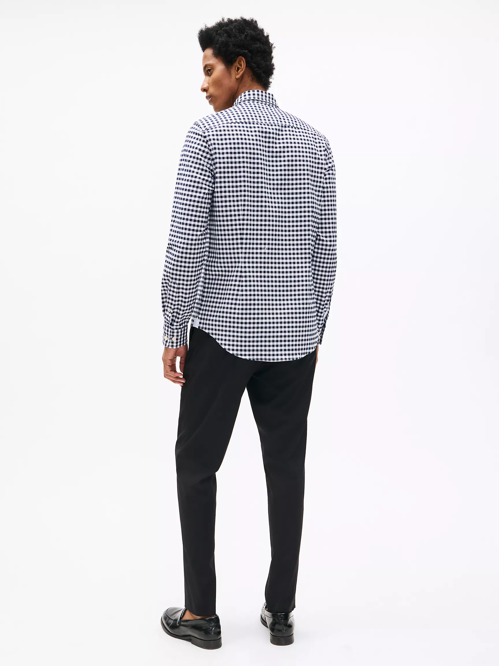 Мужская рубашка Tommy Hilfiger, Приталенная эластичная рубашка из оксфорда в клетку гингем