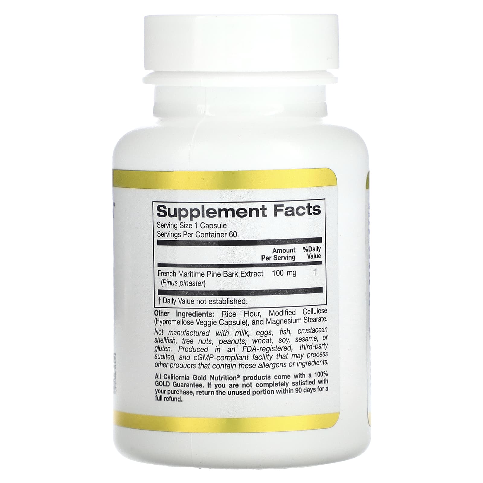 California Gold Nutrition, Oligopin, экстракт коры французской приморской сосны, 100 мг, 60 растительных капсул