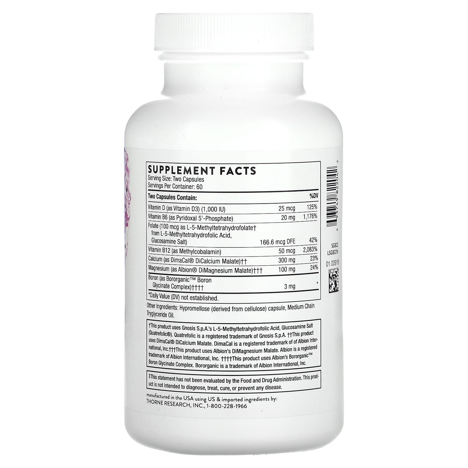 Thorne, улучшенное средство для поддержки костей, 120 капсул