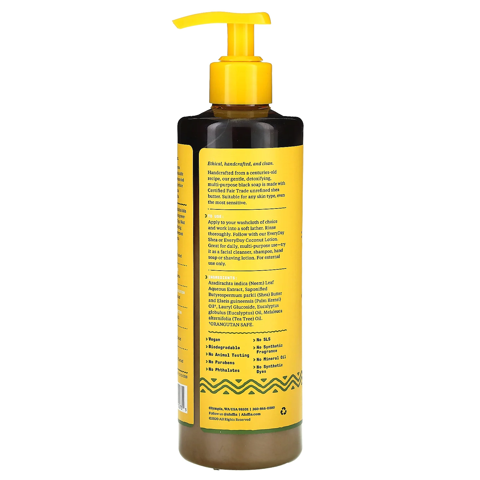 Alaffia, Настоящее африканское черное мыло, Эвкалиптовое дерево, 16 унций (476 мл)