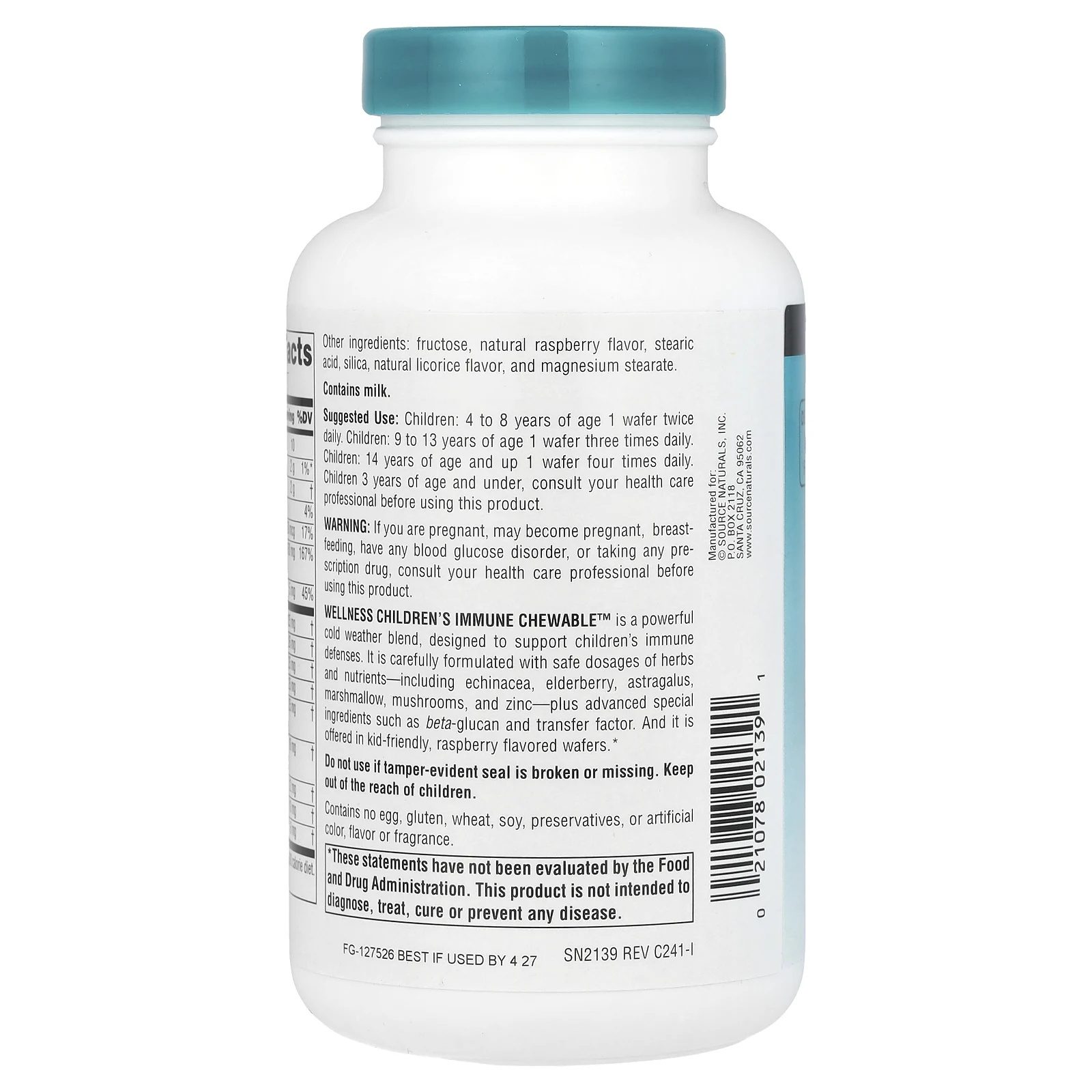 Source Naturals, Wellness Children's Immune Chewable ™, ягодный, 60 вафель