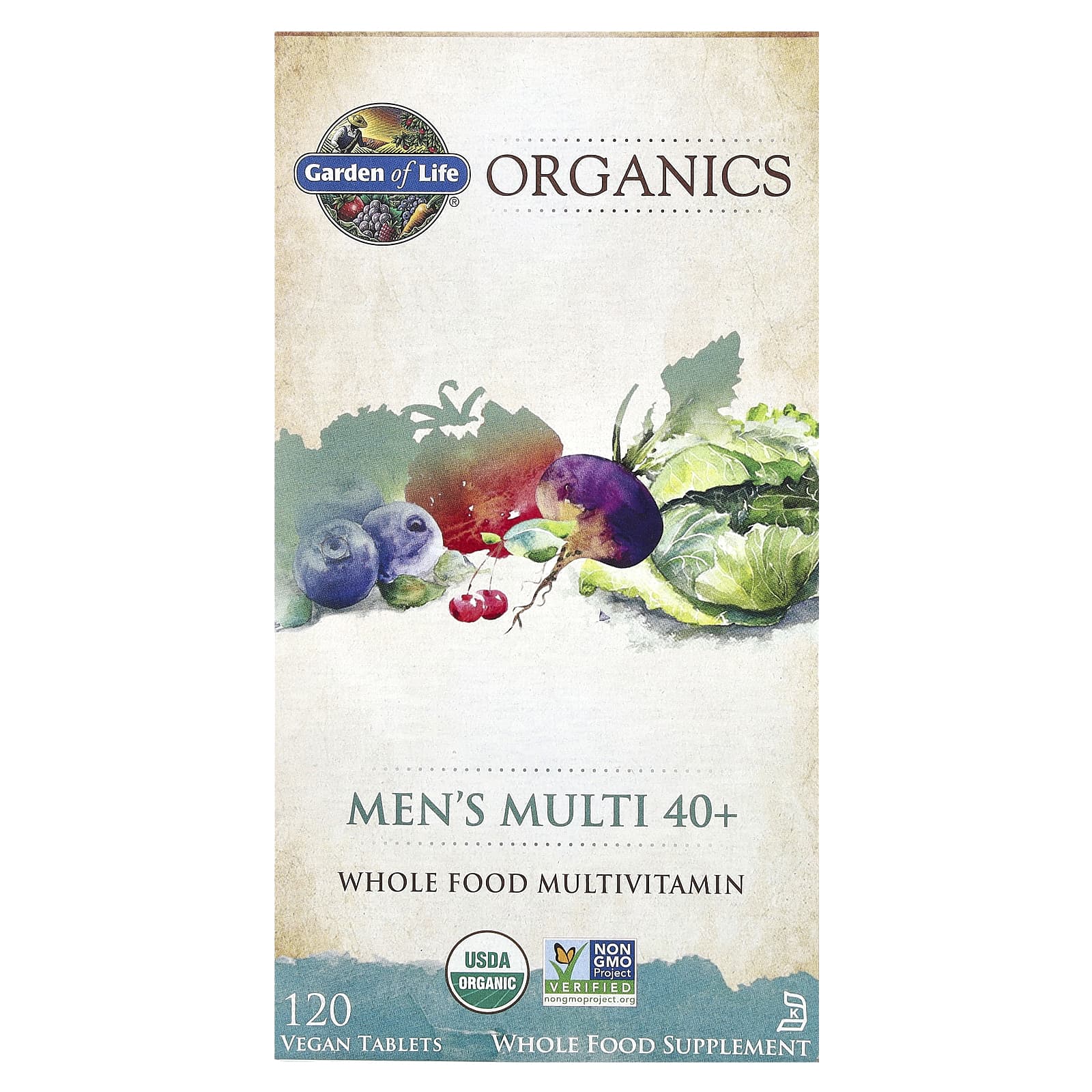 Garden of Life, MyKind Organics, мультивитамины для мужчин от 40 лет, 120 веганских таблеток