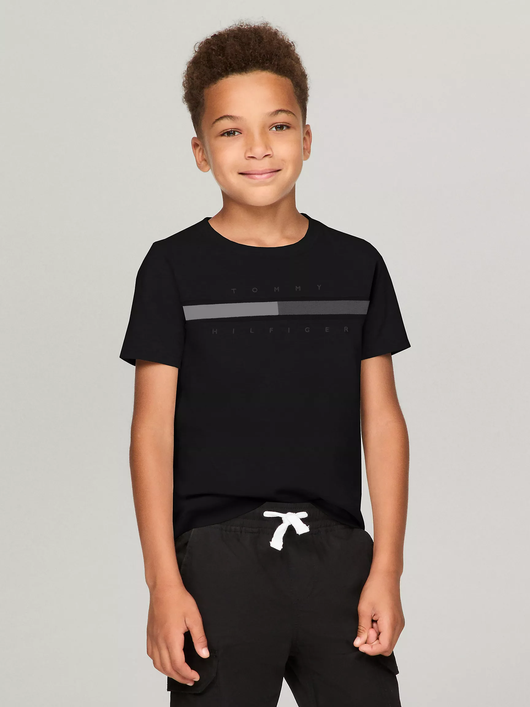 Футболка Tommy Hilfiger для мальчиков, Детская футболка с тональными флаговыми полосками