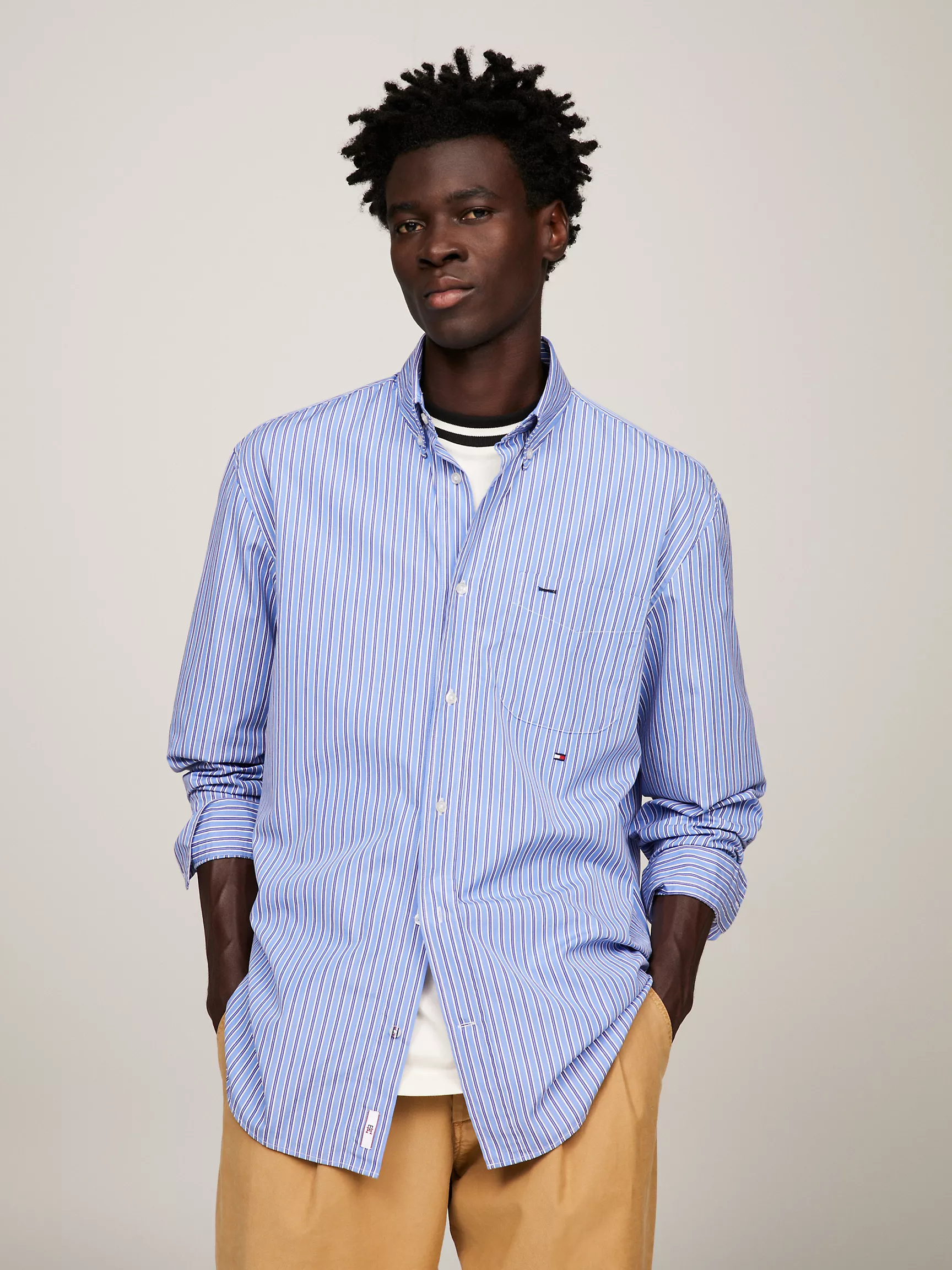Мужская рубашка Tommy Hilfiger, Полосатая рубашка стандартного кроя из поплина