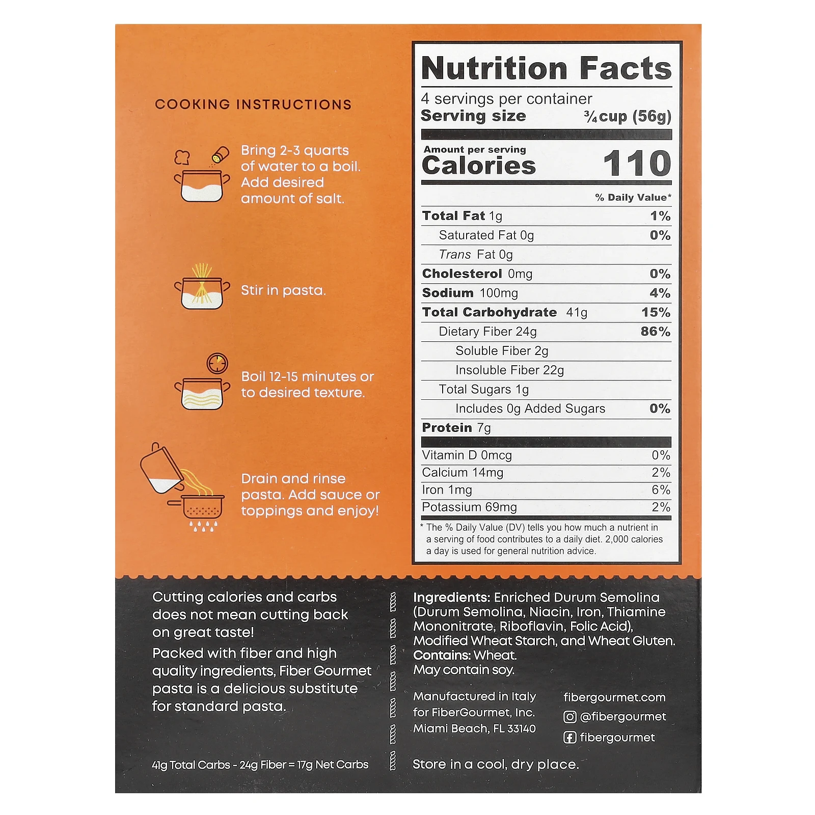 Fiber Gourmet, Легкий ротини, 227 г (8 унций)