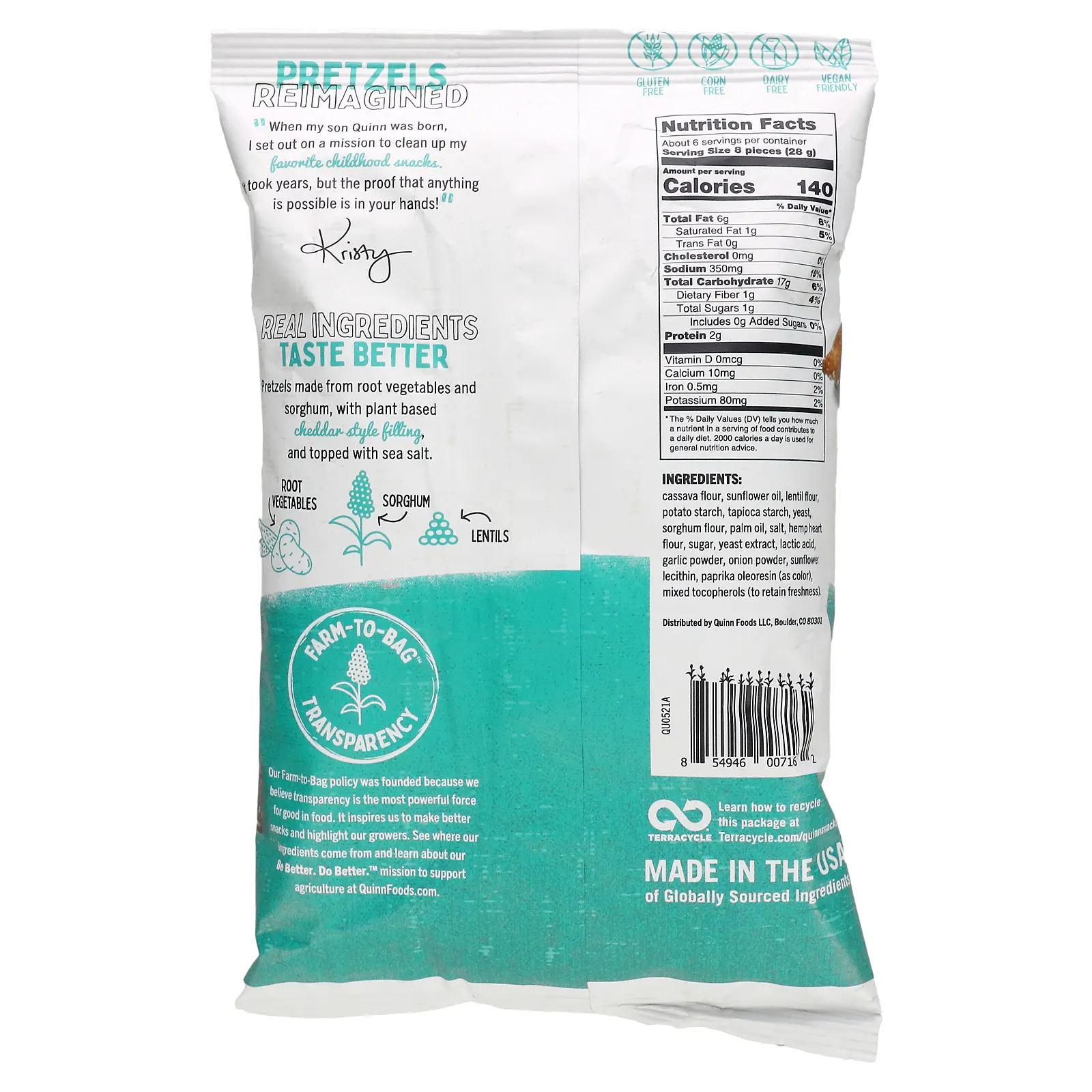 Quinn Snacks, Наггетсы с кренделем, на растительной основе, с сырой начинкой, 164 г (5,8 унции)