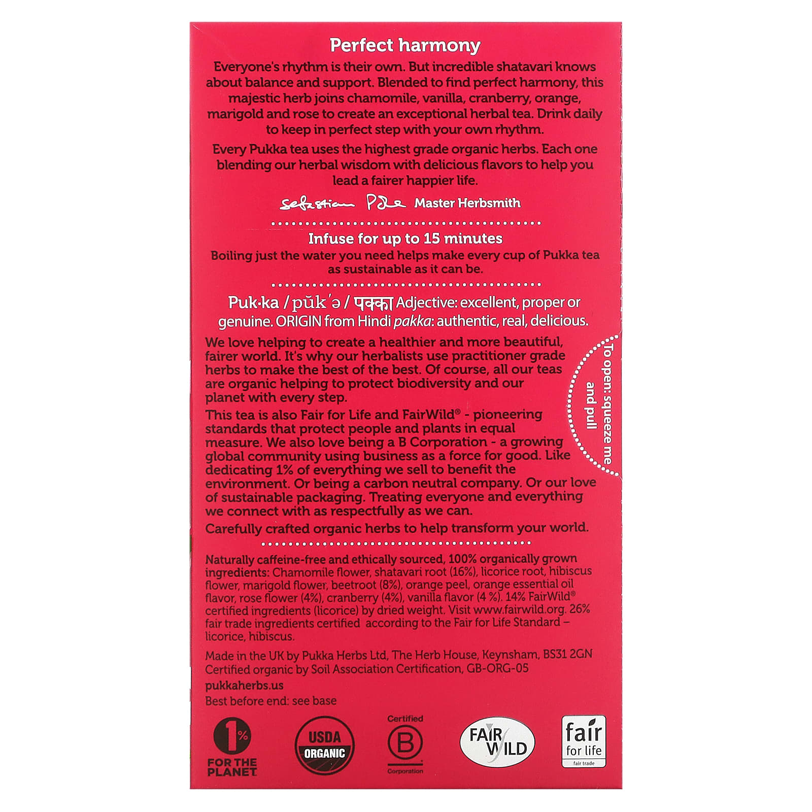 Pukka Herbs, Organic Herbal Tea, Womankind, без кофеина, 20 пакетиков, 30 г (1,05 унции)