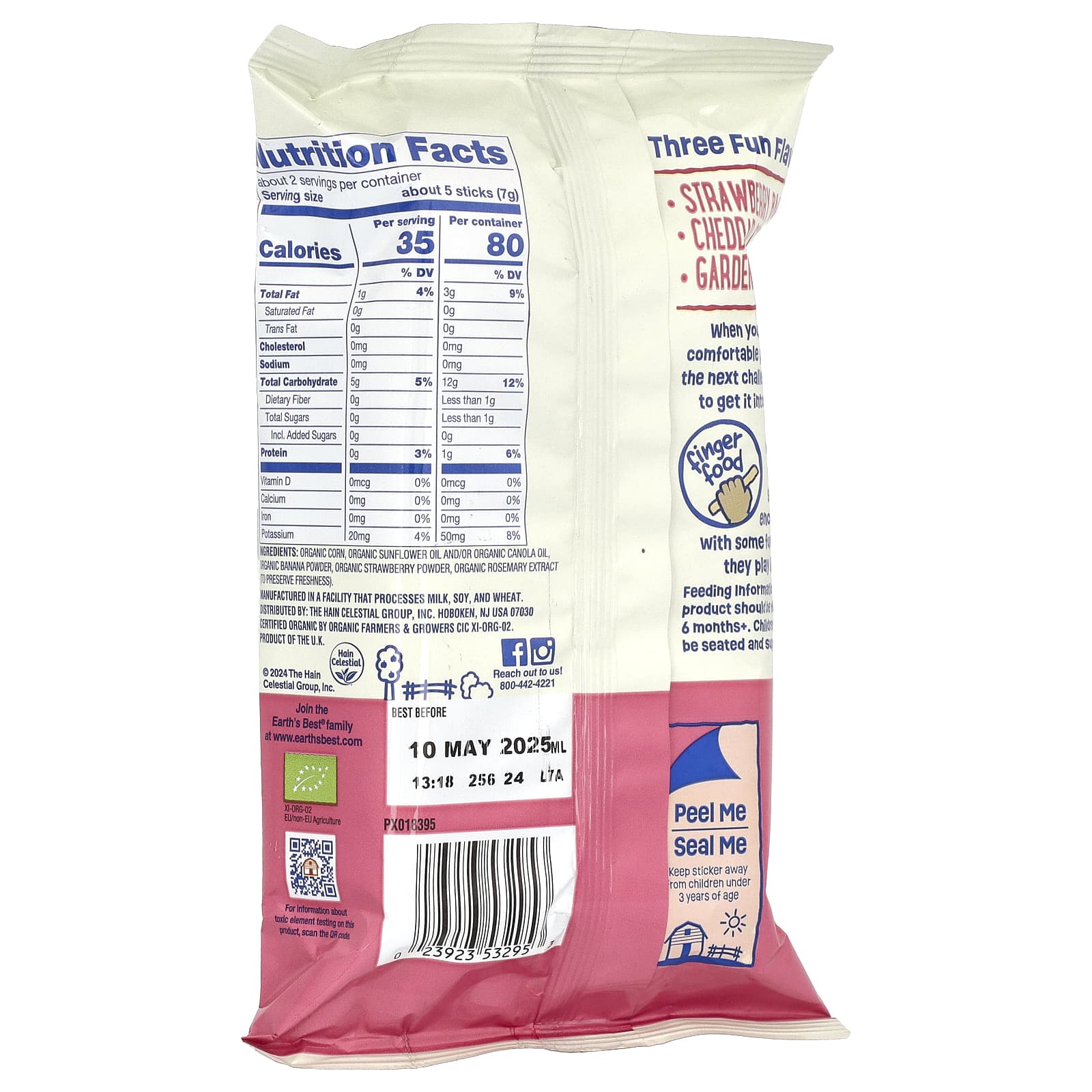 Earth's Best, Органические хрустящие палочки, от 6 месяцев, клубника и банан, 16 г (0,56 унции)