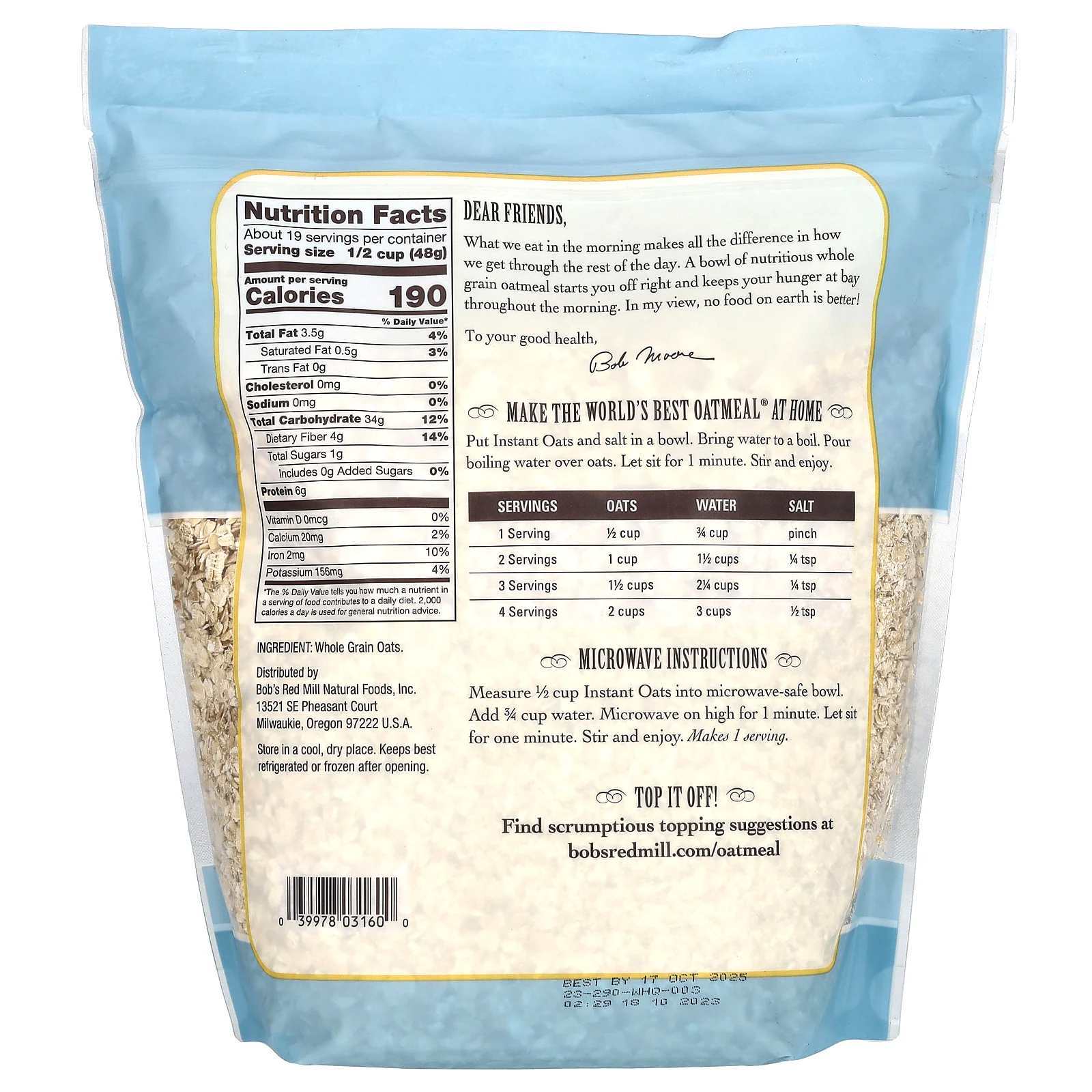 Bob's Red Mill, Овсяные хлопья быстрого приготовления, цельнозерновые, 907 г (32 унции)