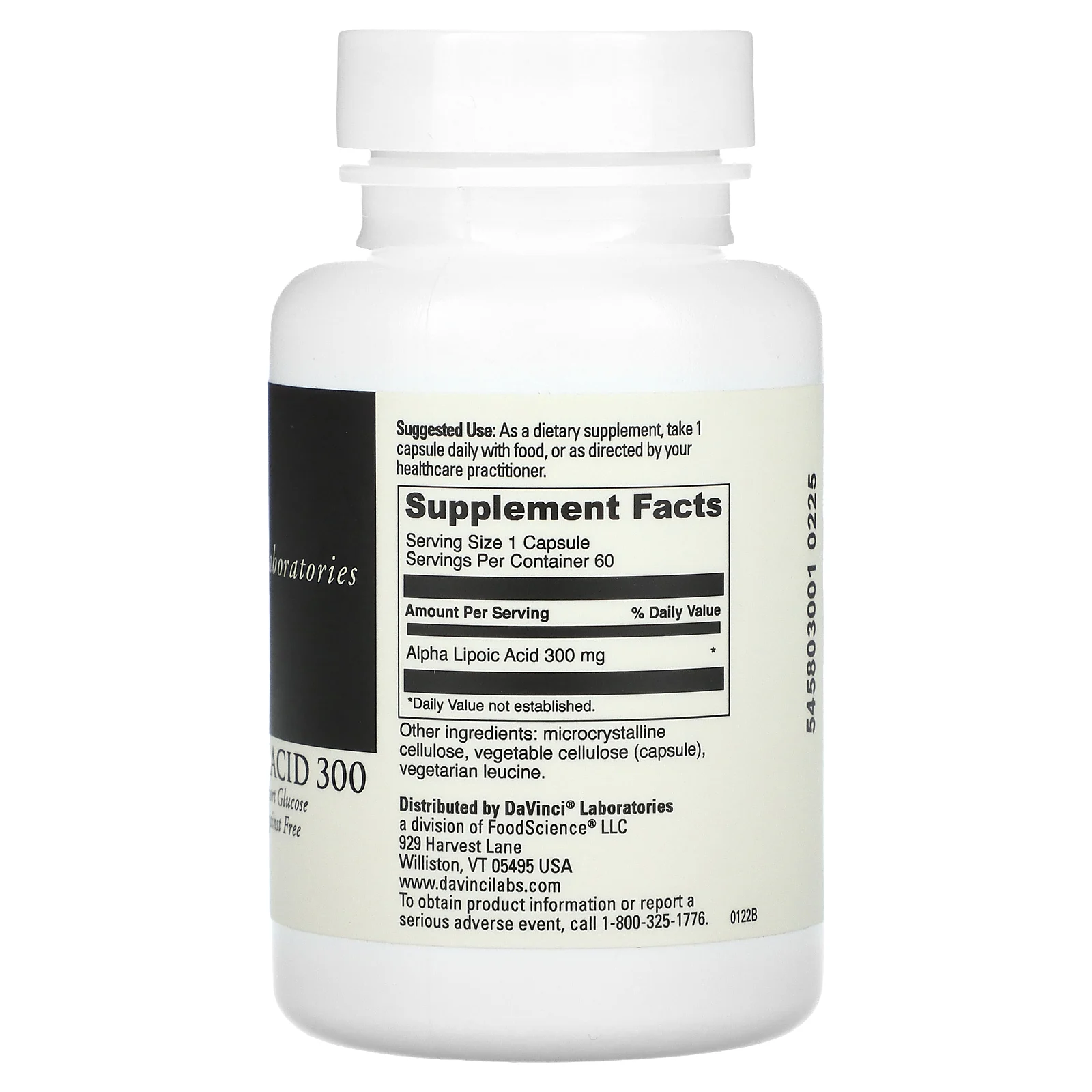 DaVinci Laboratories of Vermont, Альфа-липоевая кислота 300, 60 капсул