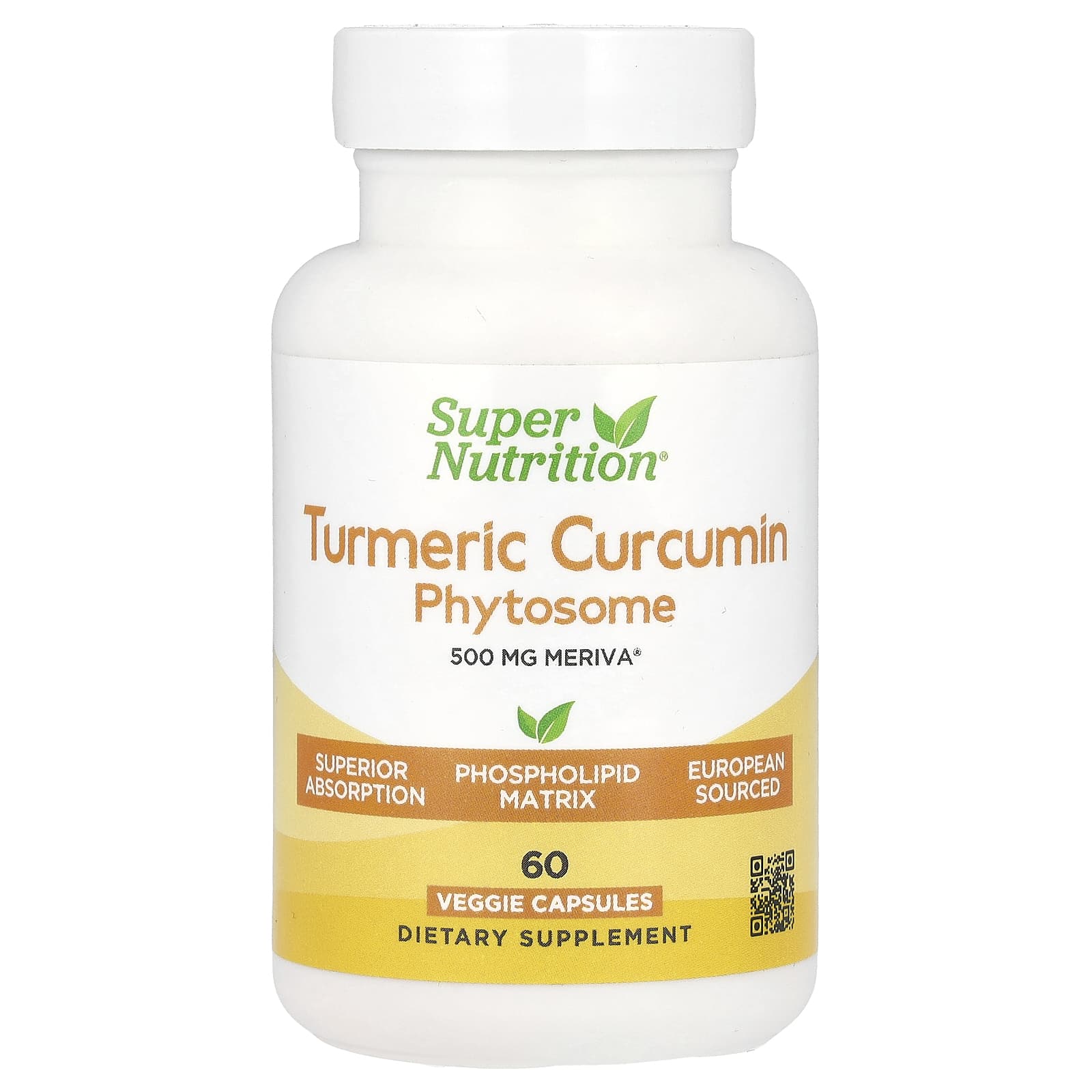 Super Nutrition, Turmeric Curcumin Phytosome Meriva®, фитосомы куркумина из куркумы, 500 мг, 60 растительных капсул
