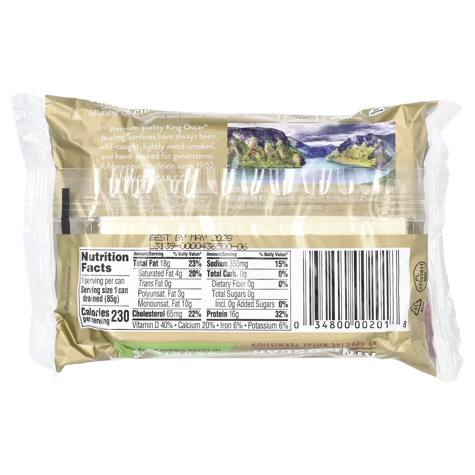 King Oscar, Дикие сардины в оливковом масле первого холодного отжима, 106 г (3,75 унции)