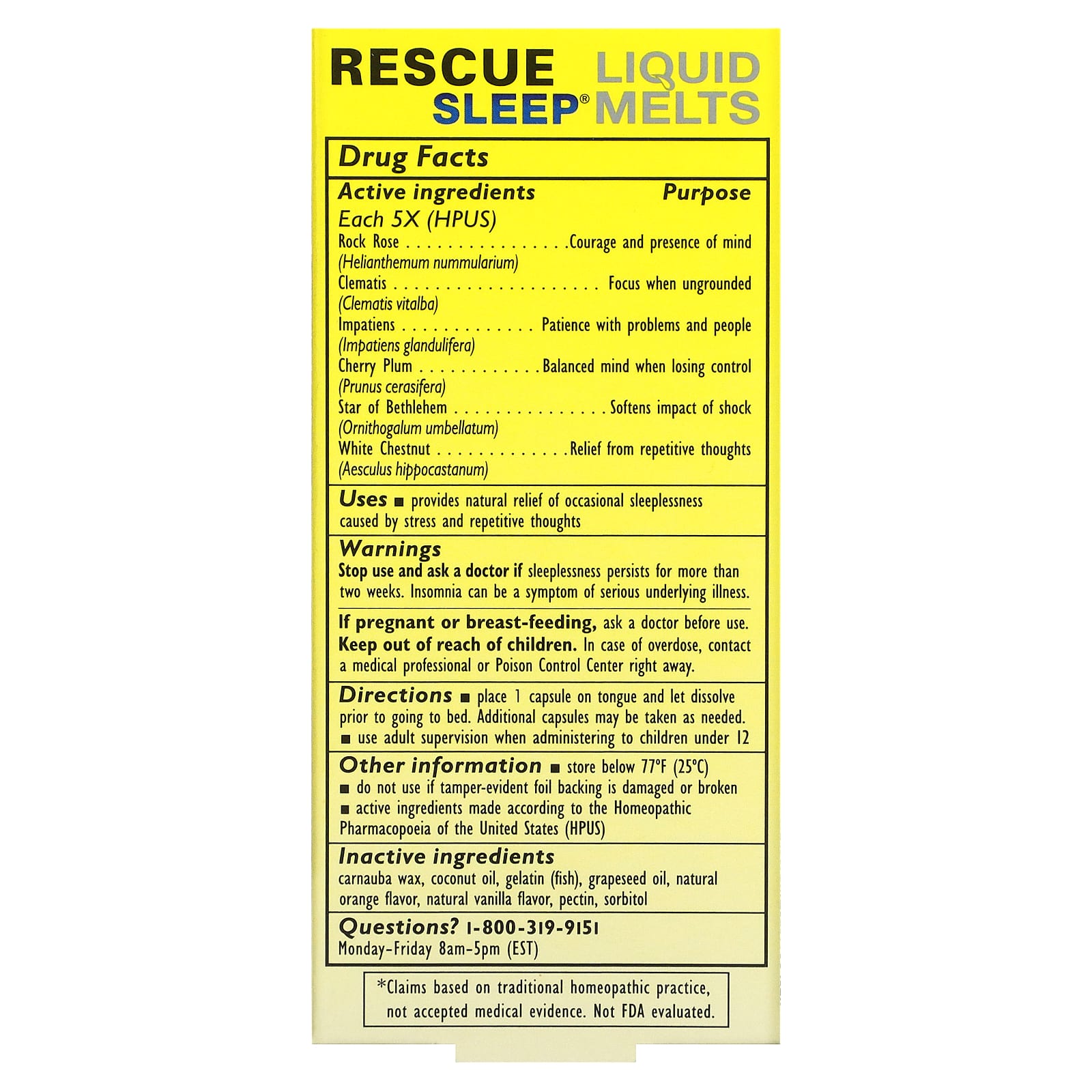 Bach, Rescue Sleep, оригинальные цветочные средства, поддержка сна, для рассасывания, с жидкостью, 28 капсул