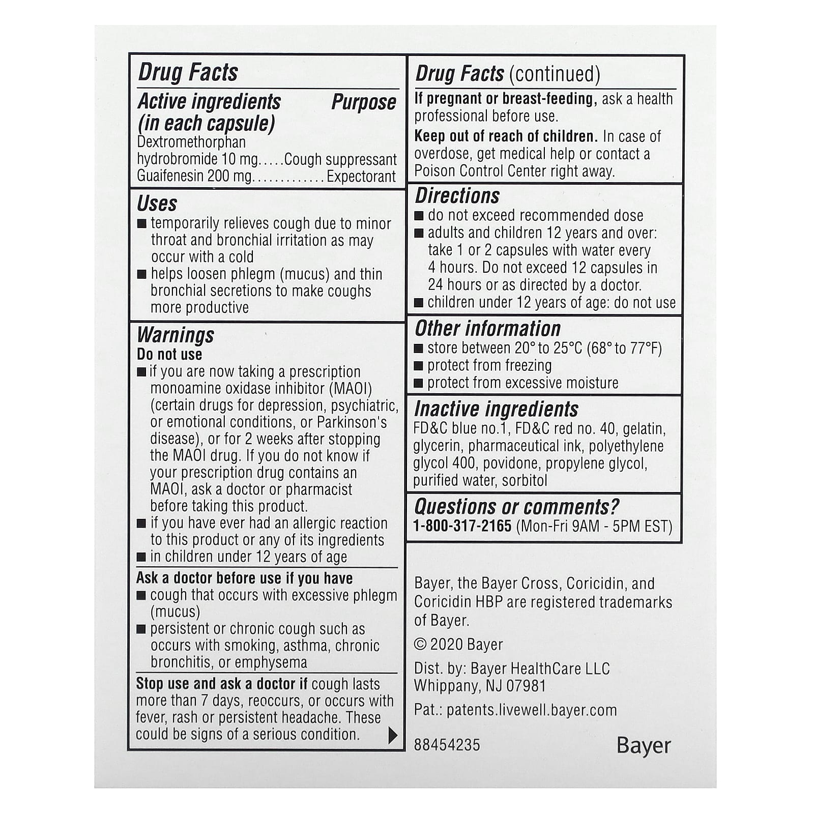 Coricidin HBP, Заложенность груди и кашель, 20 жидких гелей