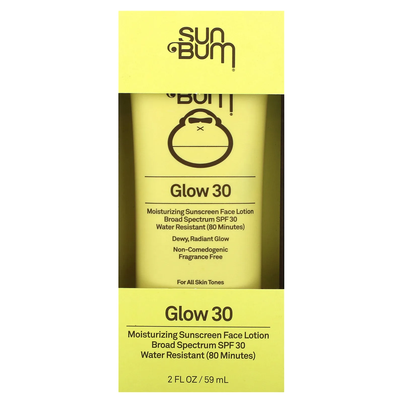 Sun Bum, Glow 30, увлажняющий солнцезащитный лосьон для лица, SPF 30, без отдушек, 59 мл (2 жидк. Унции)